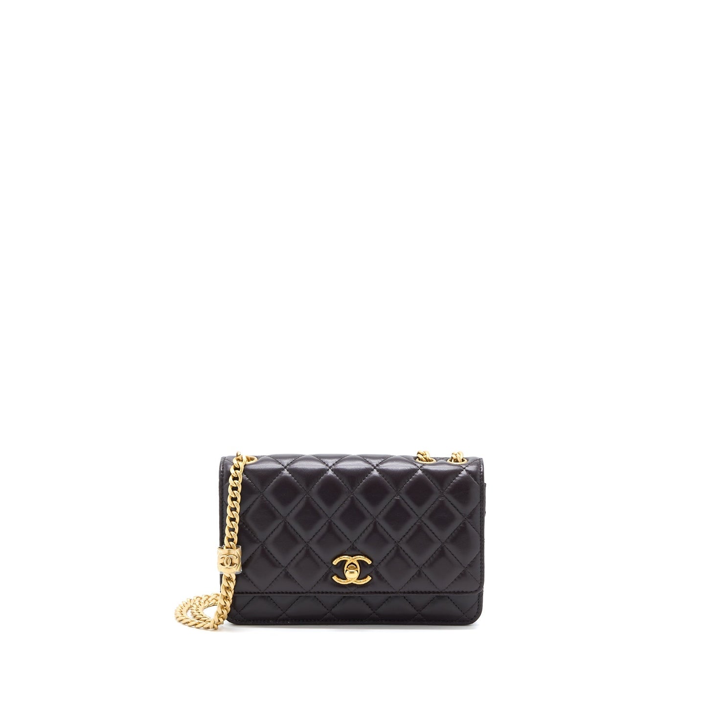 Chanel Pillar On Lambskin Dark Brushed GHW Brown Gold Wallet Case