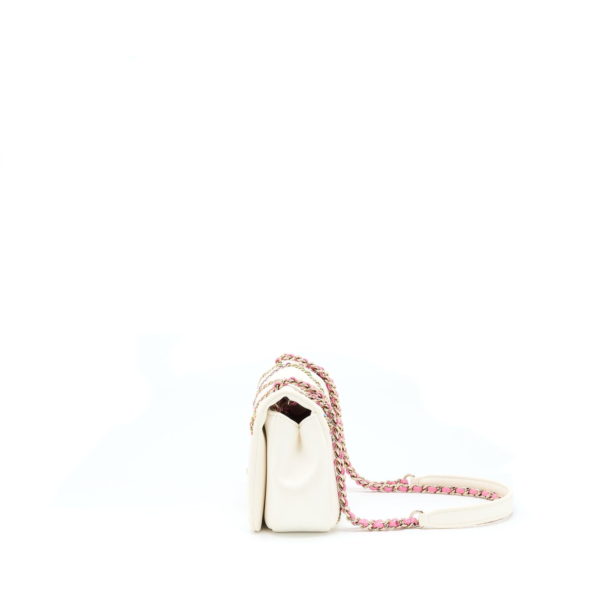 Chanel Flap Lambskin LGHW Multicolor White Small Shoulder Bag