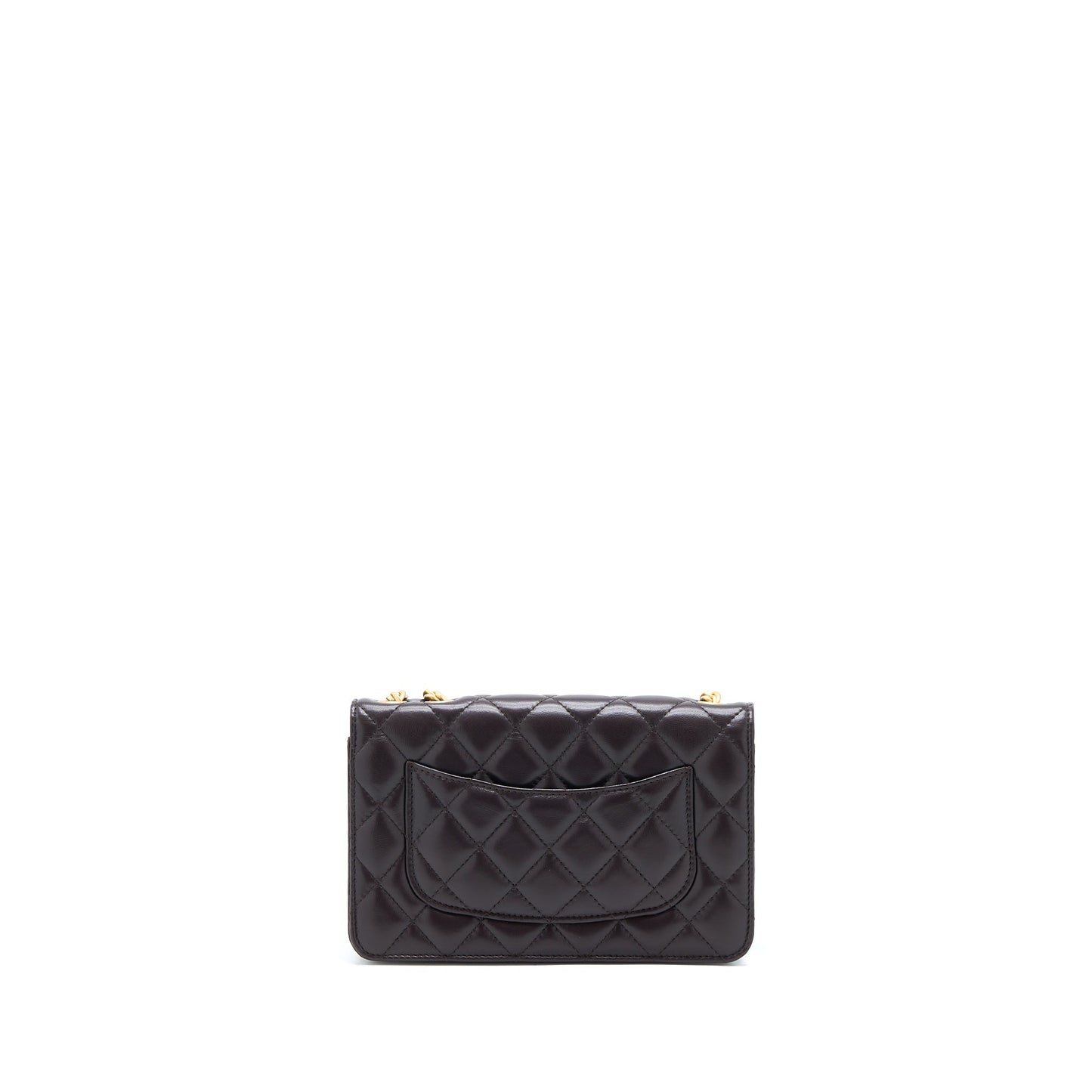 Chanel Pillar On Lambskin Dark Brushed GHW Brown Gold Wallet Case