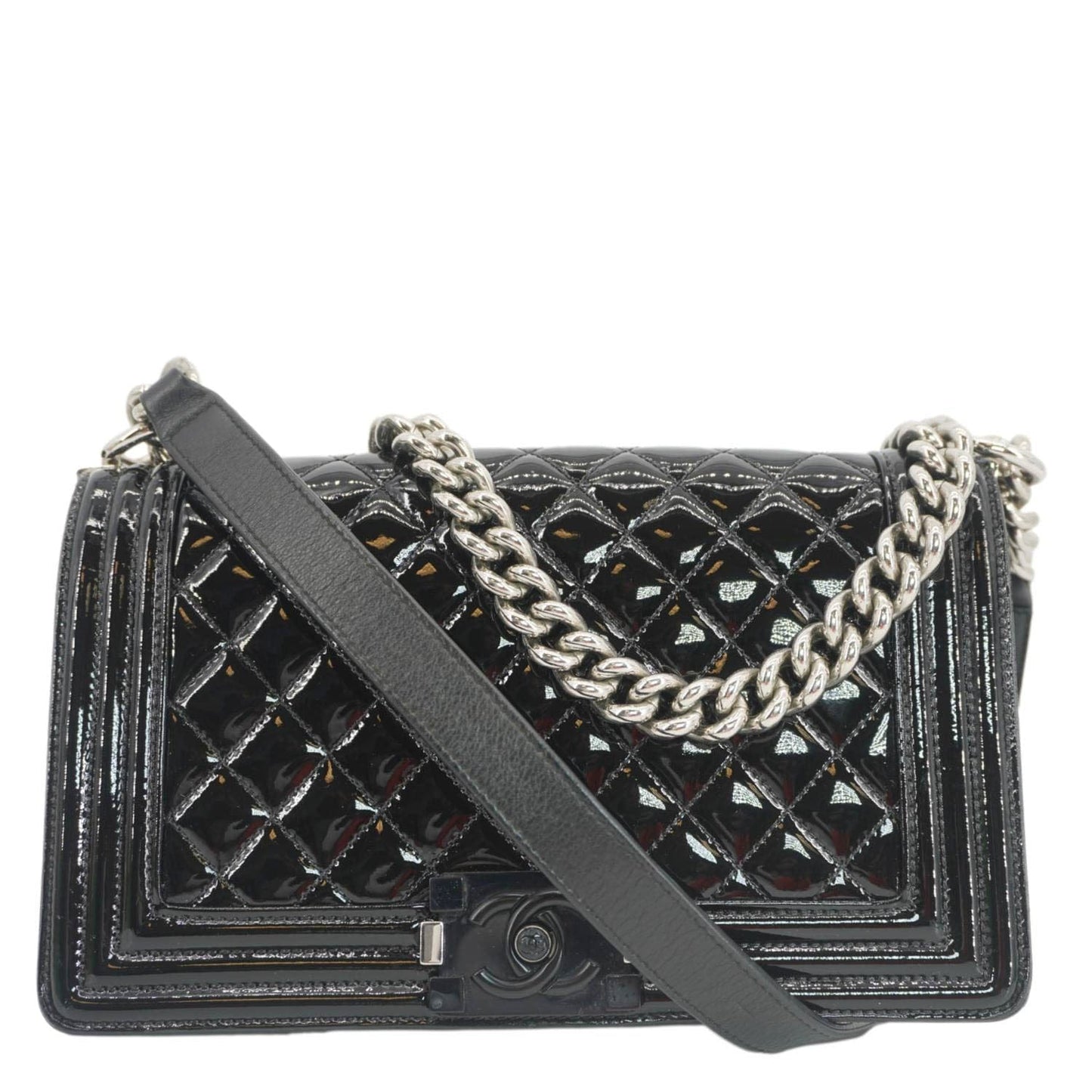 Chanel Boy Flap Medium Plexiglass Patent Leather Crossbody Bag Black 20481641