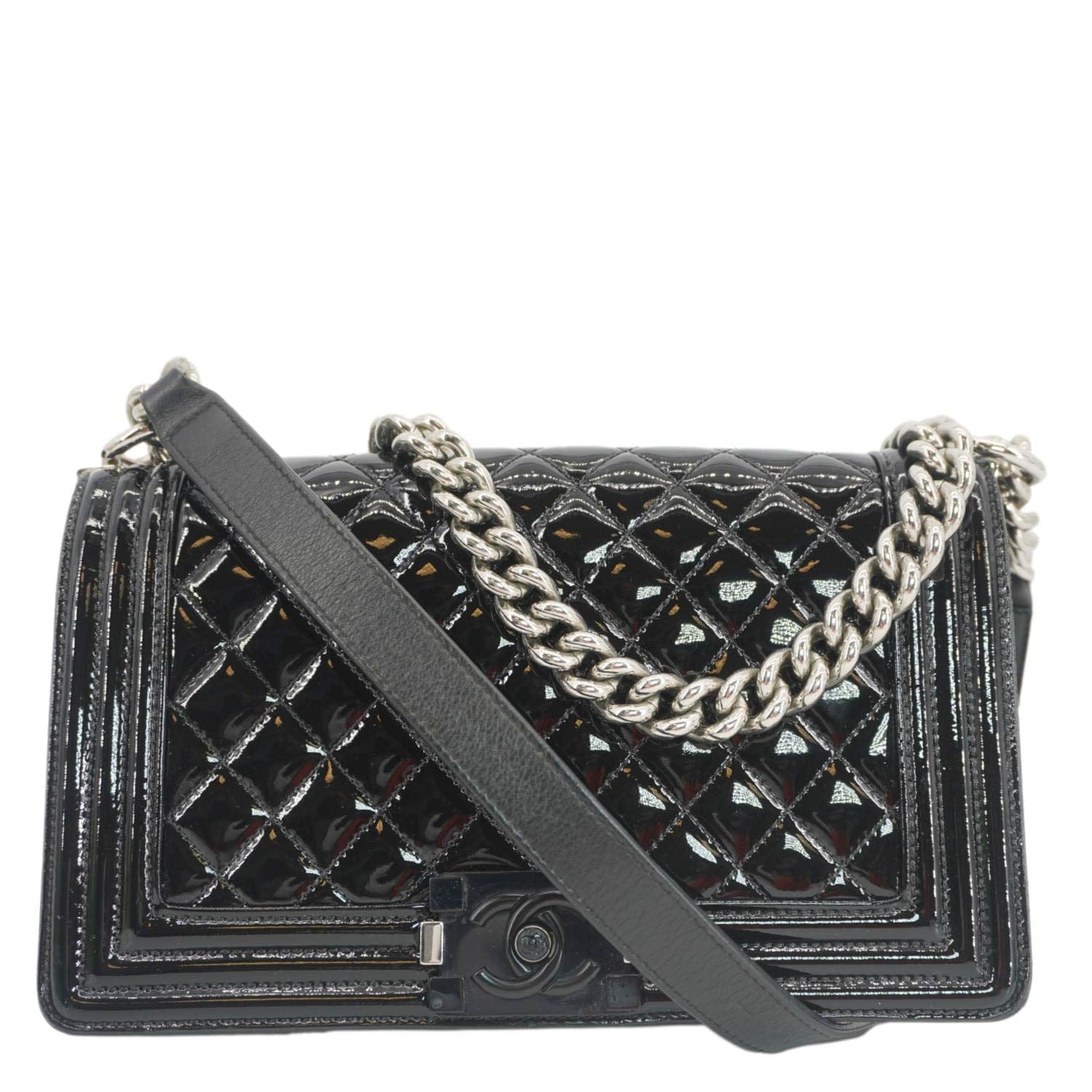 Chanel Boy Flap Medium Plexiglass Patent Leather Crossbody Bag Black 20481641