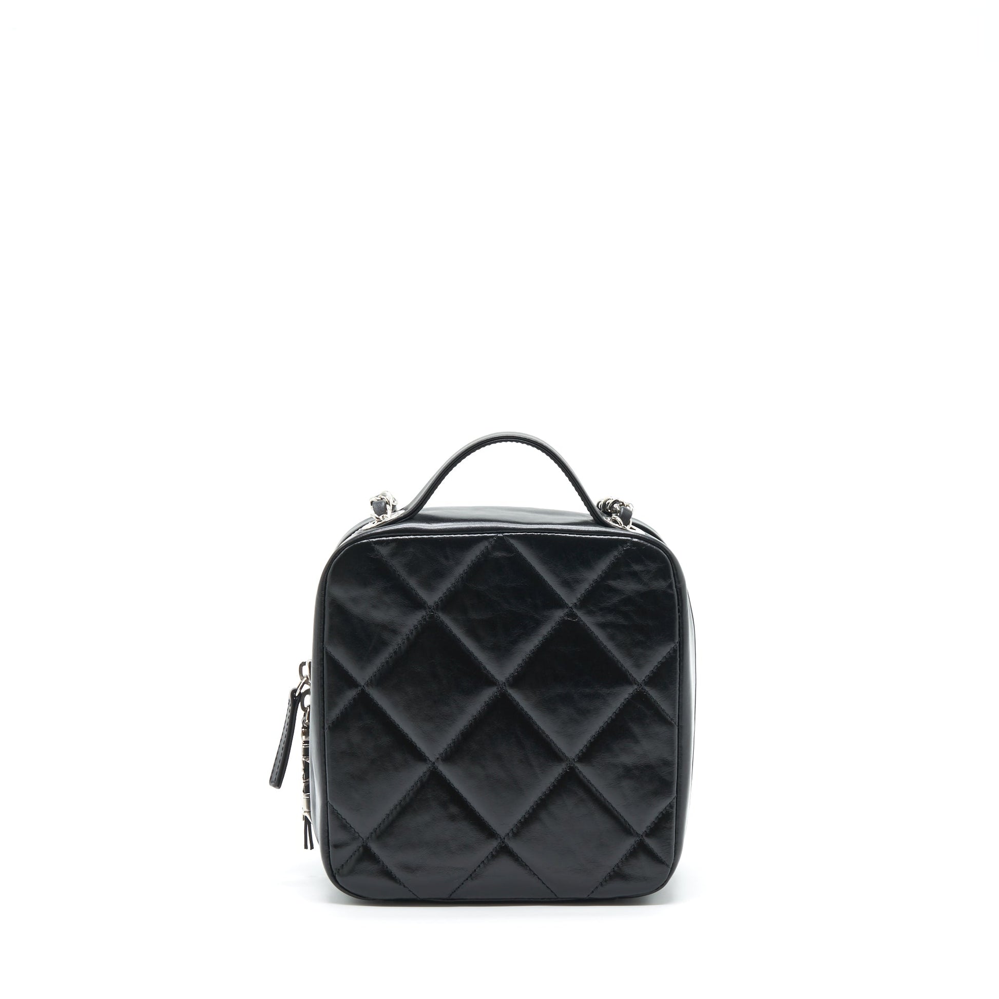 Chanel Quilted Vertical Top Handle Calfskin SHW Black Handbag
