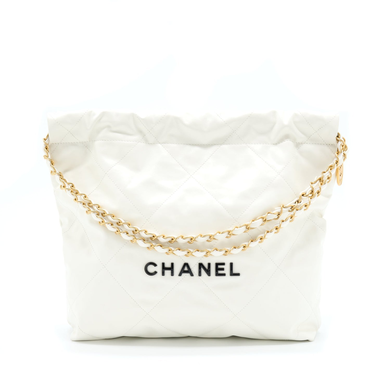 Chanel 22 Shiny Calfskin GHW Microchip White Small Handbag Microchip 1