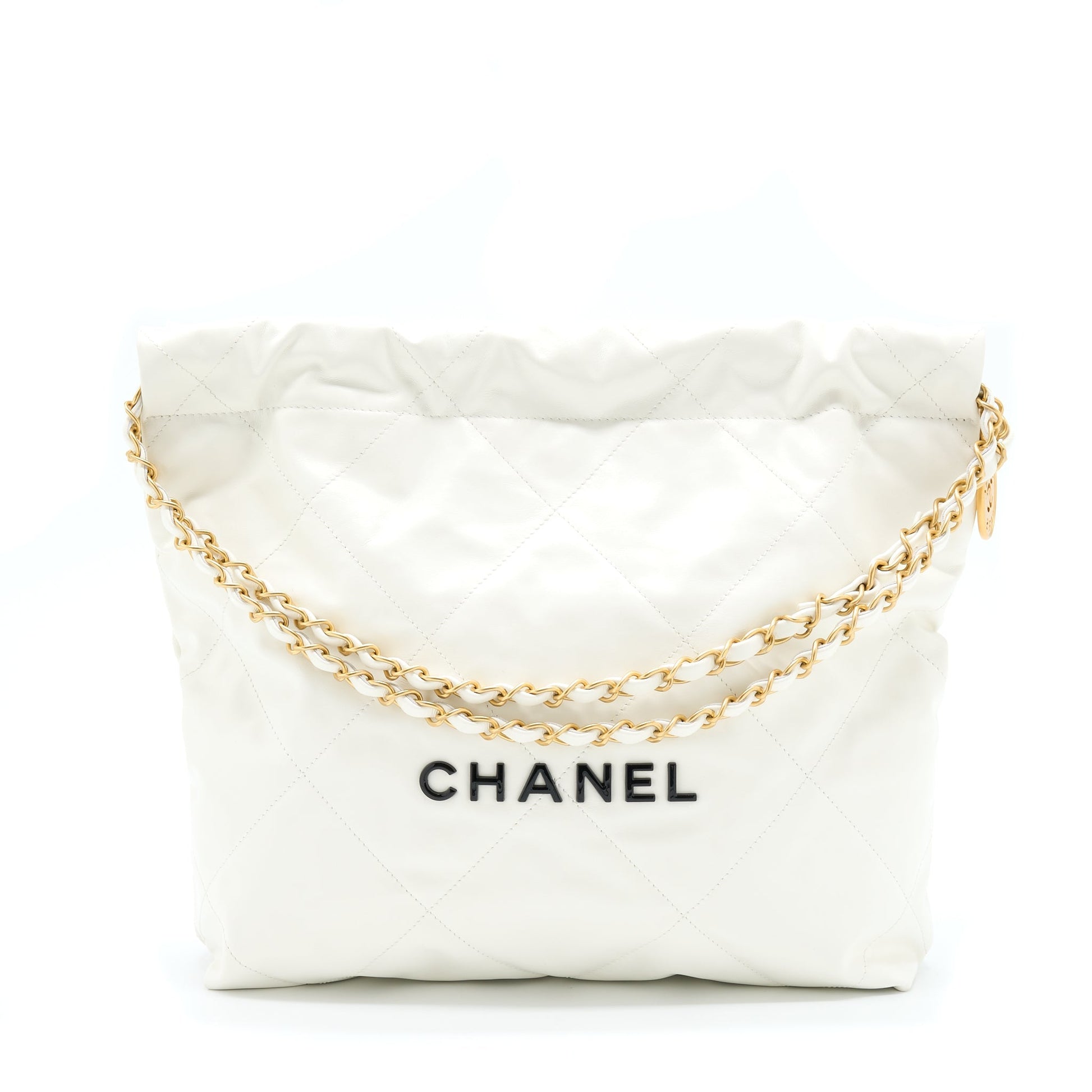 Chanel 22 Shiny Calfskin GHW Microchip White Small Handbag Microchip 1