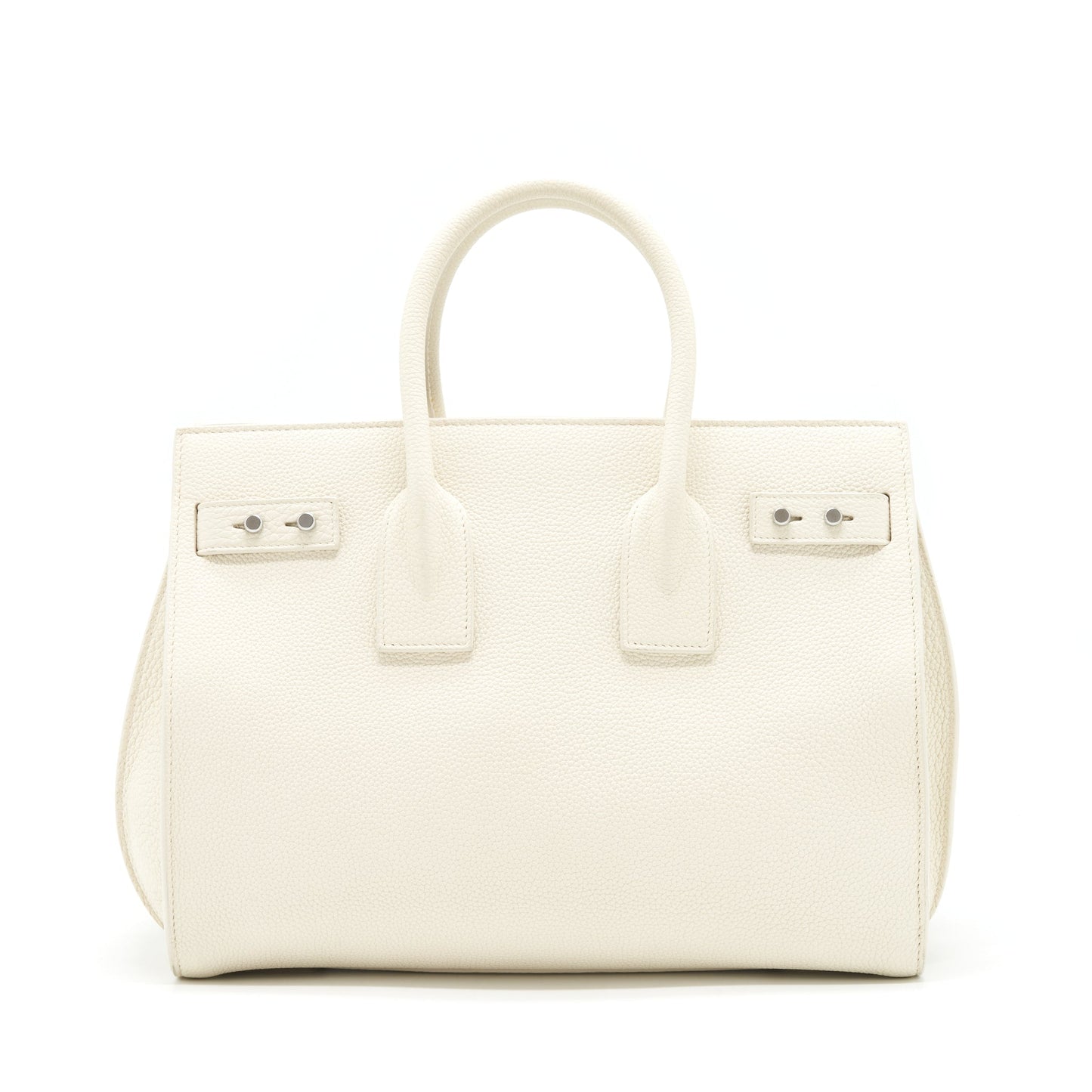 YSL Saint Laurent Sac De Jour Tote Purse Calfskin White Tote Bag