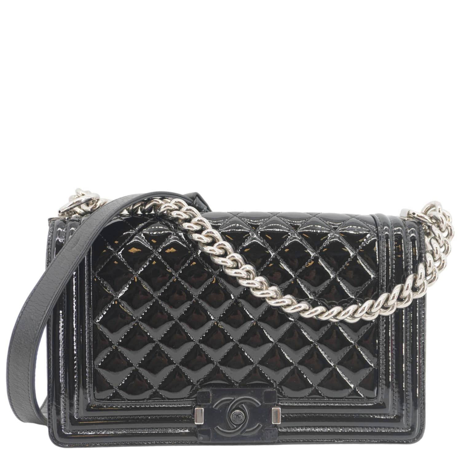 Chanel Boy Flap Medium Plexiglass Patent Leather Crossbody Bag Black 20481641
