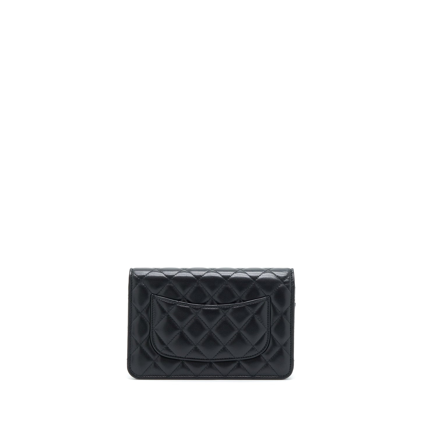 Chanel Classic On Chains Lambskin GHW Microchip Black Wallet Case