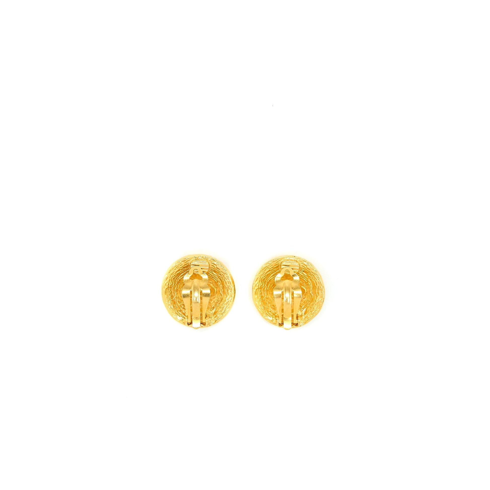 Chanel Round Ear Clips Tone Gold Handbag