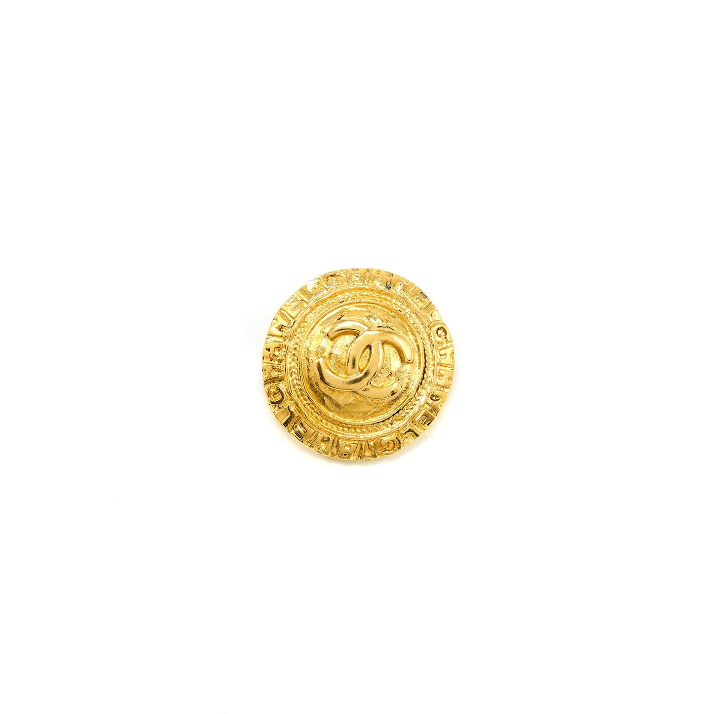 Chanel Round Ear Clips Tone Gold Handbag