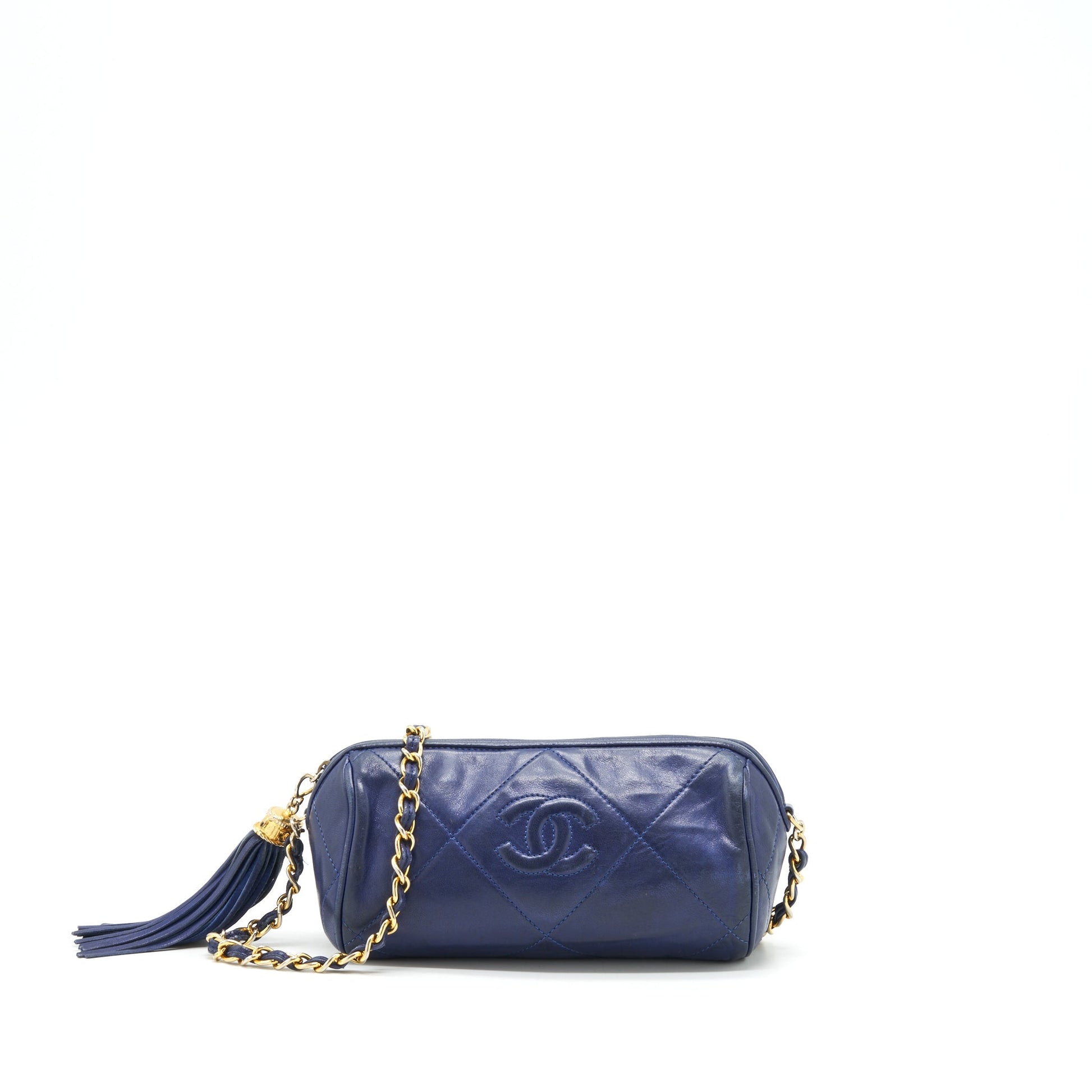 Chanel Barrel Lambskin Navy GHW Handbag