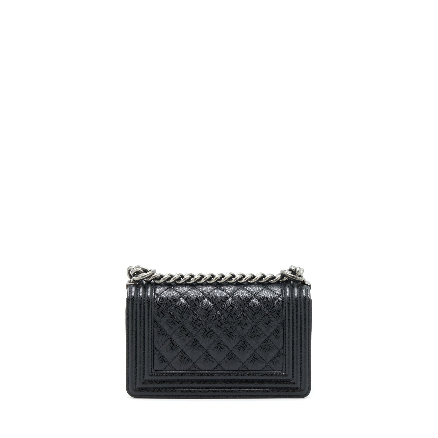 Chanel Boy Caviar Ruthenium Sliver Hardware Microchip Black Small Handbag