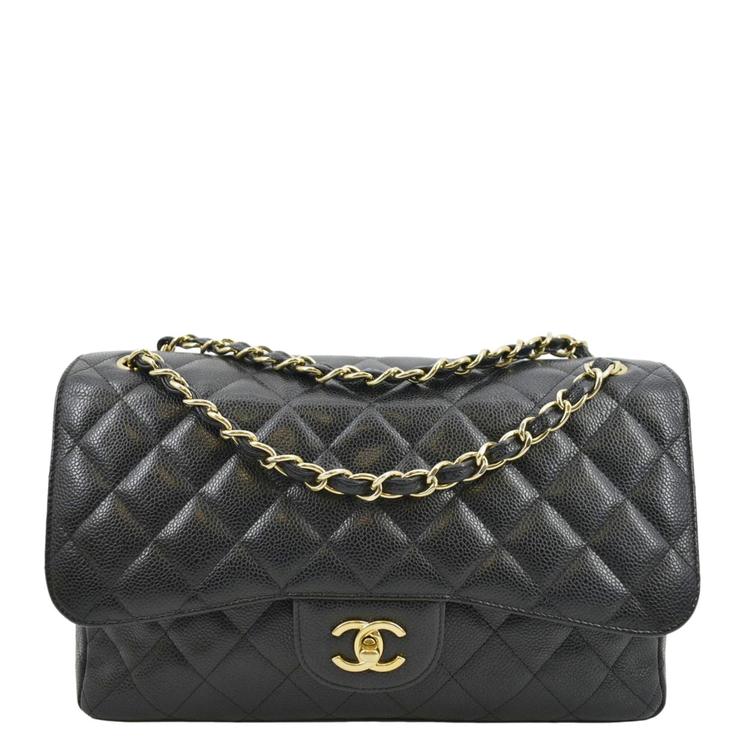 Chanel Classic Jumbo Double Flap Quilted Leather Black Travel Bag Double Flap