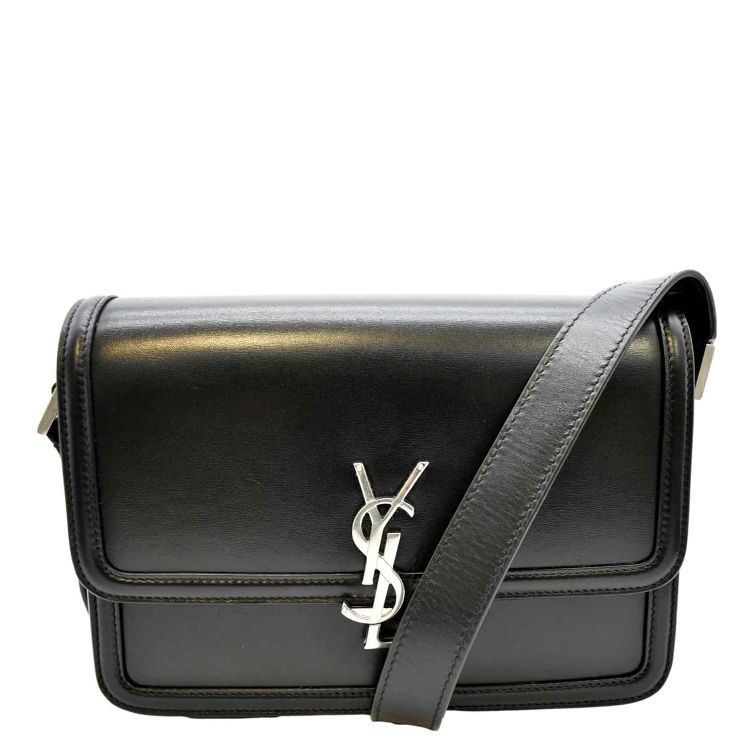 YSL Saint Laurent Yves Solferino Shoulder Bag Leather Black Medium
