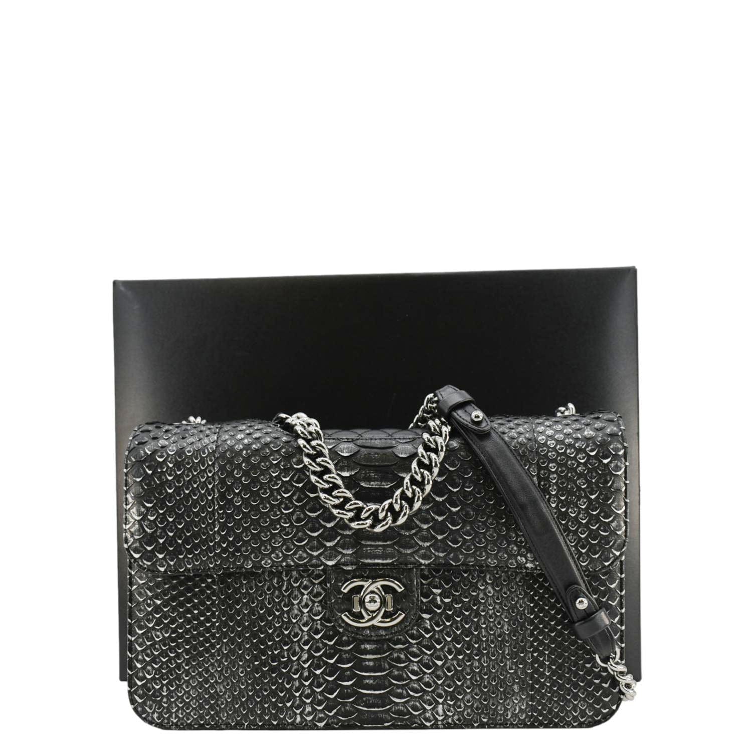 Chanel Perfect Edge Flap Snakeskin Black Travel Bag