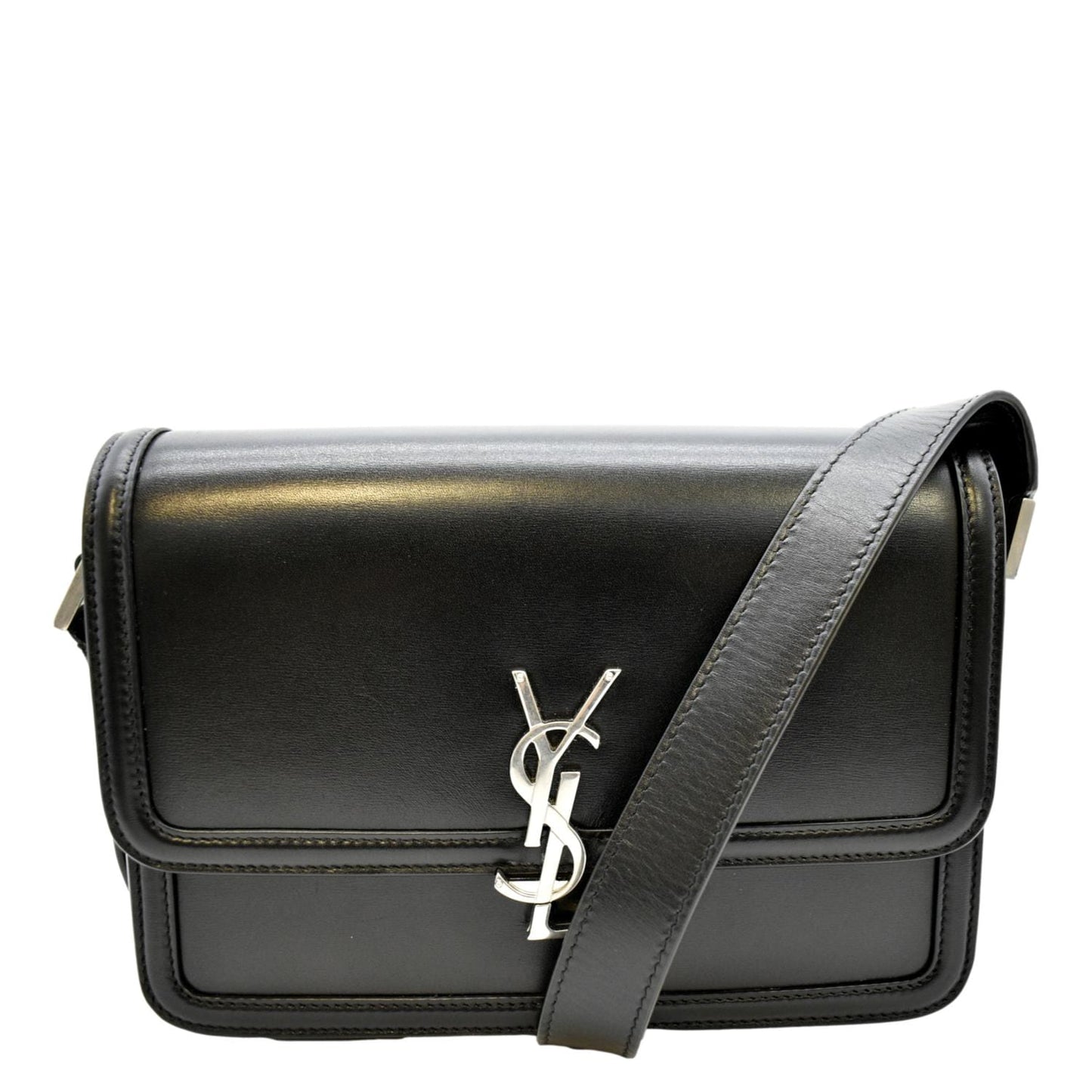 YSL Saint Laurent Saint Solferino Shoulder Bag Leather Black