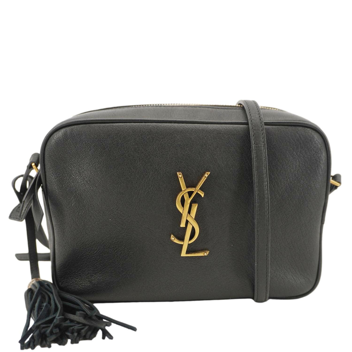 YSL Saint Laurent Yves Lou Grained Camera Crossbody Bag Leather Black