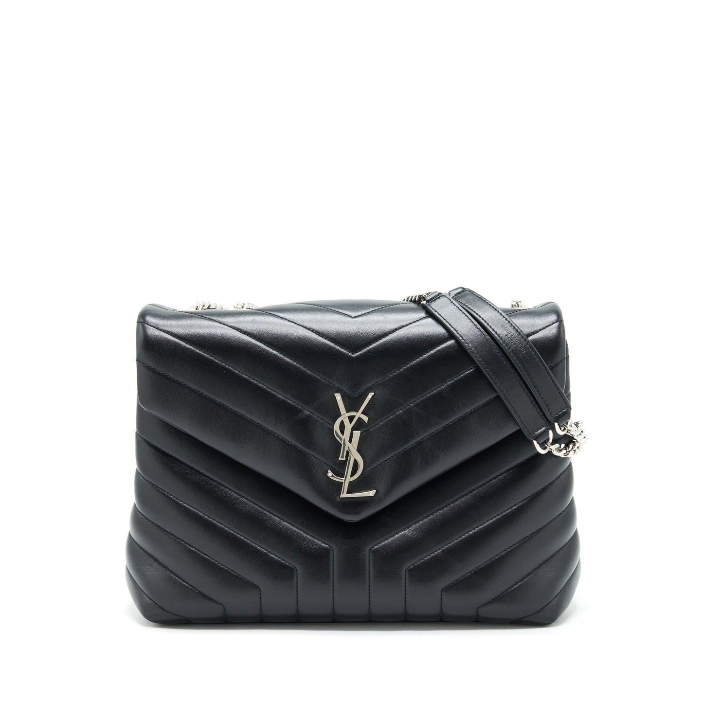 YSL Saint Laurent Loulou Purse Calfskin Travel Bag Black Medium