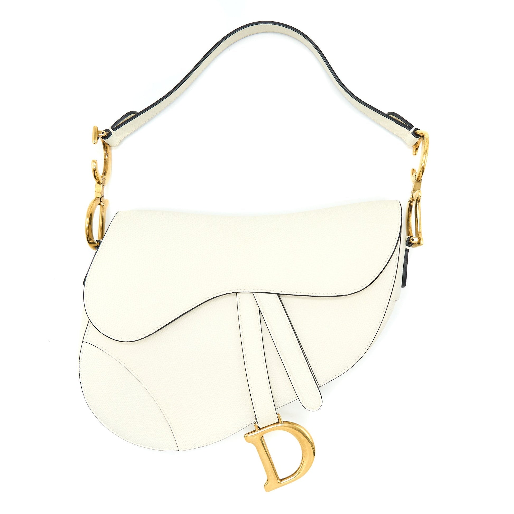 Dior Saddle Purse Calfskin Handbag White Medium Travel Bag