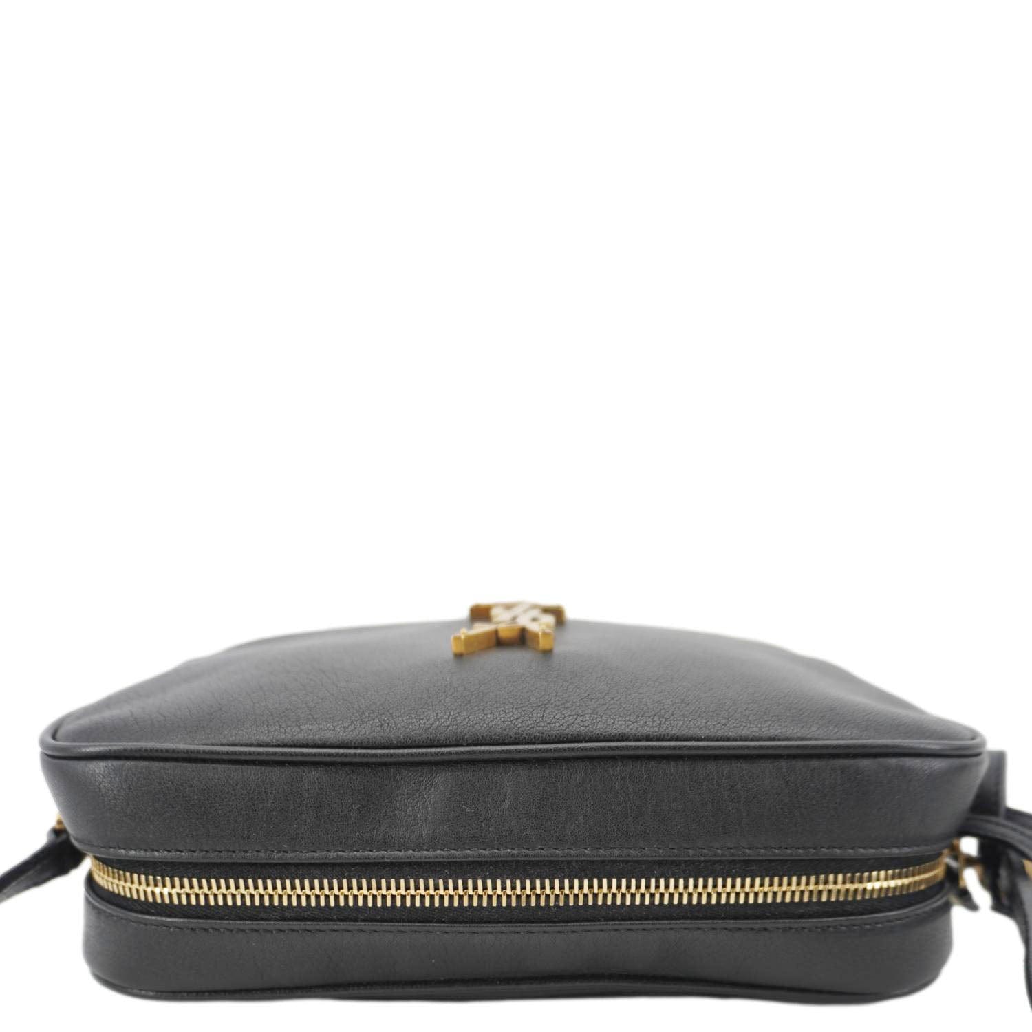YSL Saint Laurent Yves Lou Grained Camera Crossbody Bag Leather Black