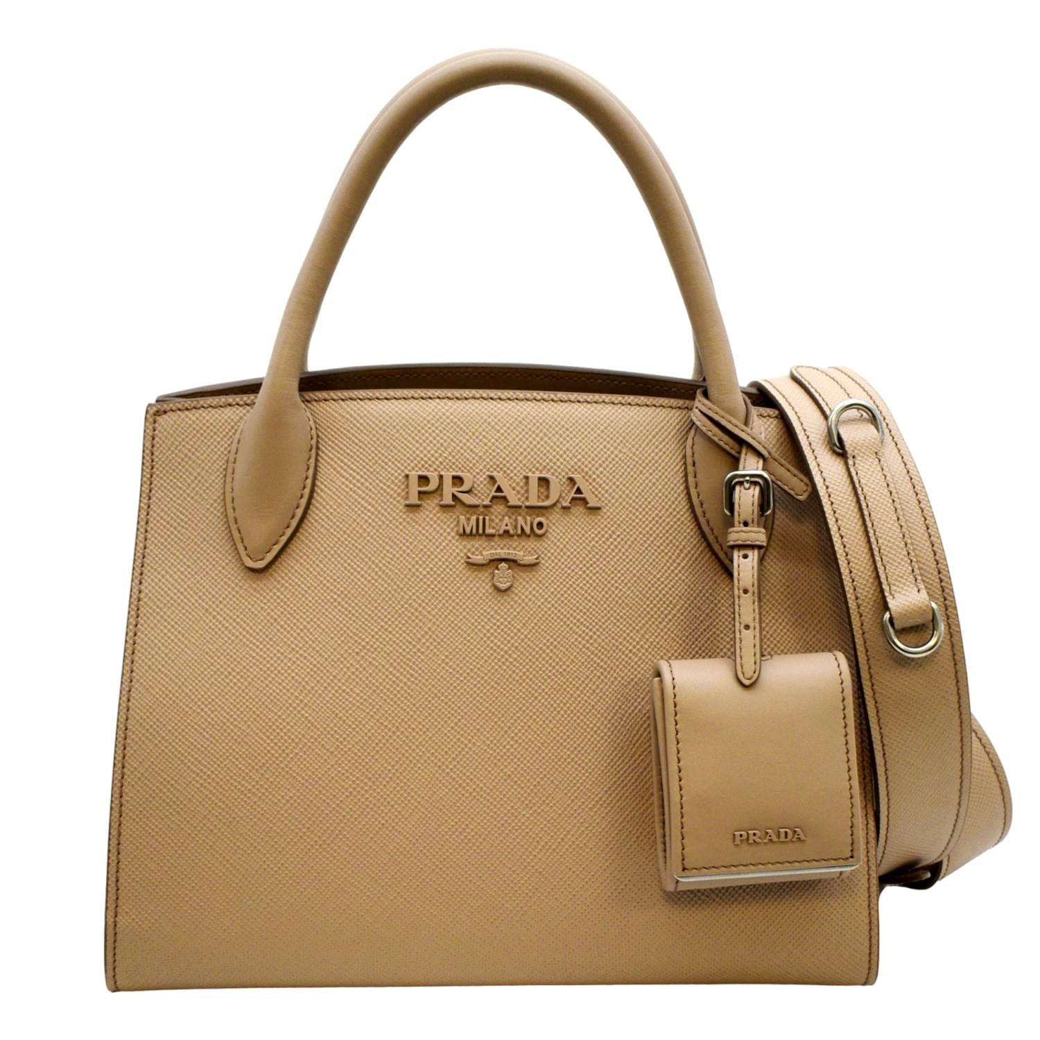 Prada Monochrome Tote Bag Dusty Leather Saffiano Pink