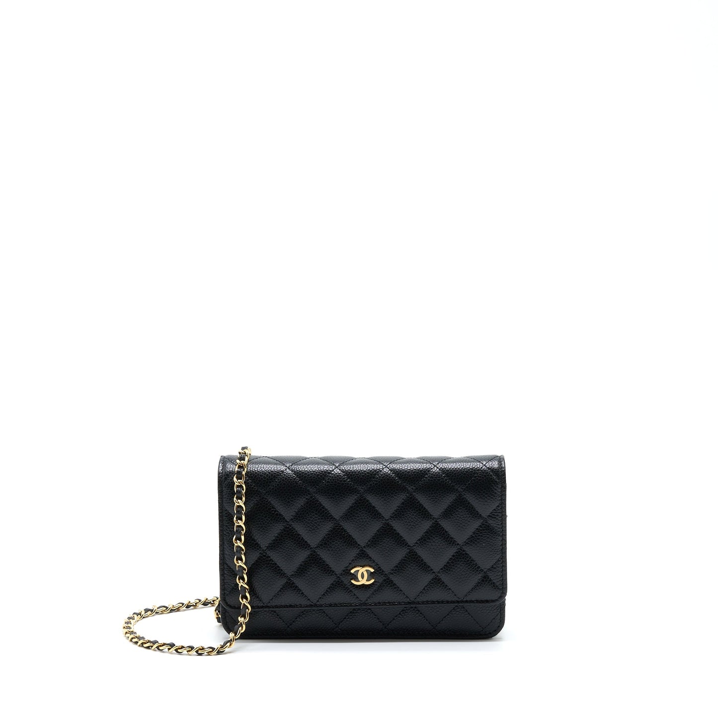 Chanel Classic On Caviar GHW Microchip Black Wallet Case