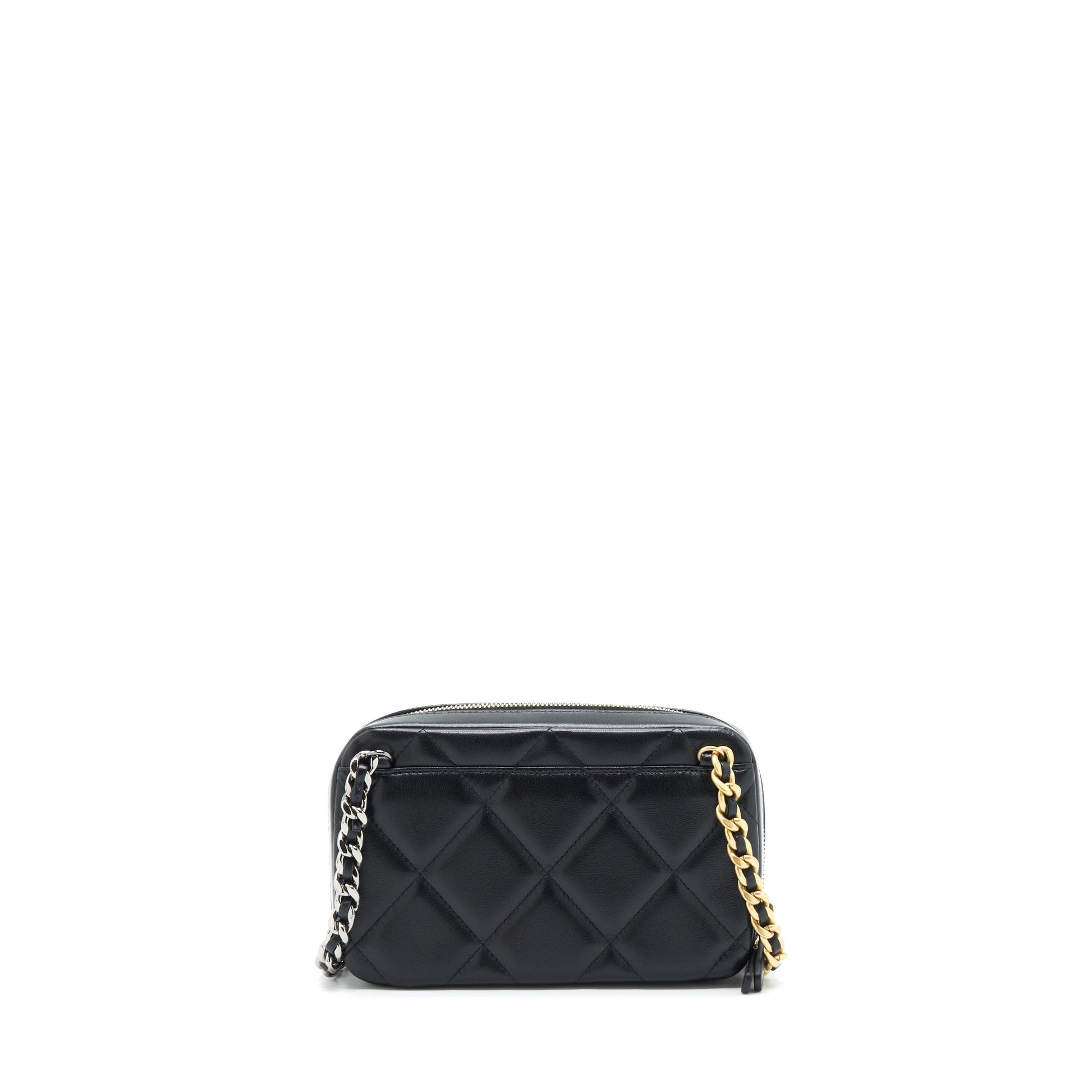 Chanel 19 Camera Lambskin Sliver Hardware Black Gold Crossbody Bag