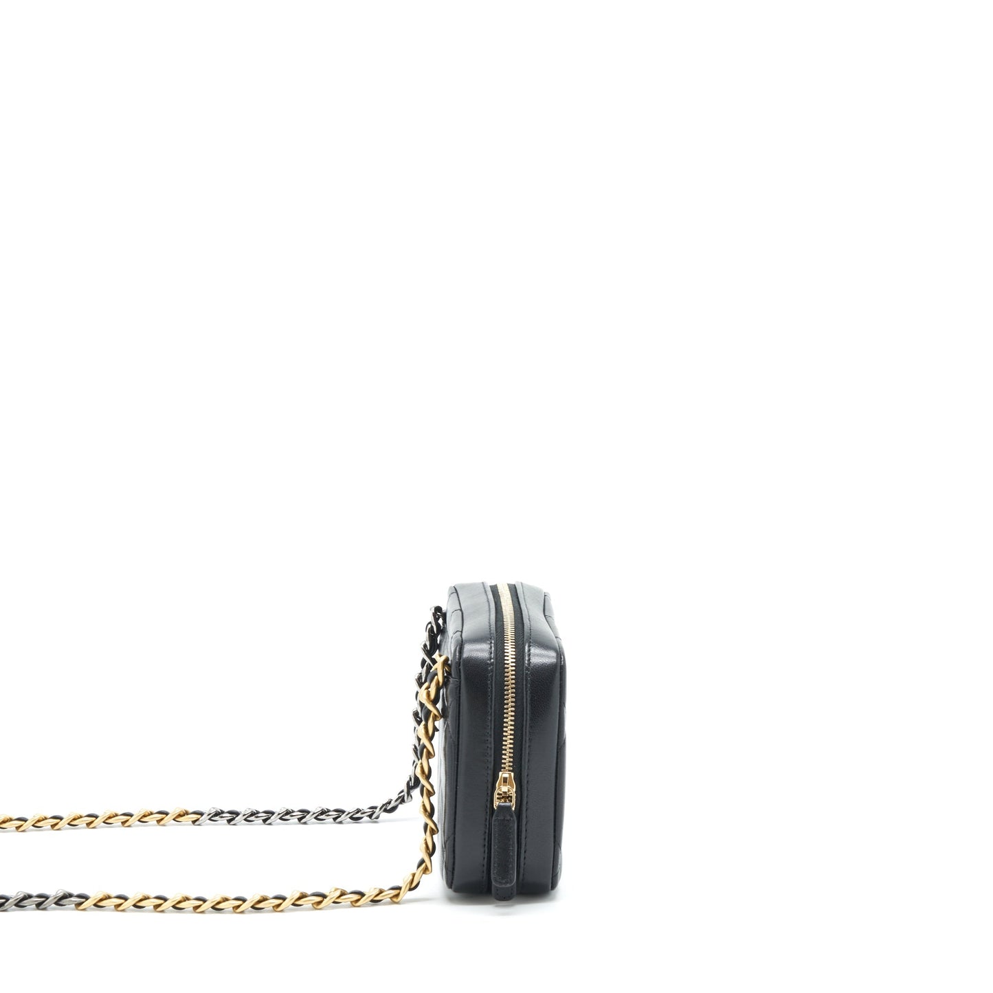 Chanel 19 Camera Lambskin Sliver Hardware Black Gold Crossbody Bag