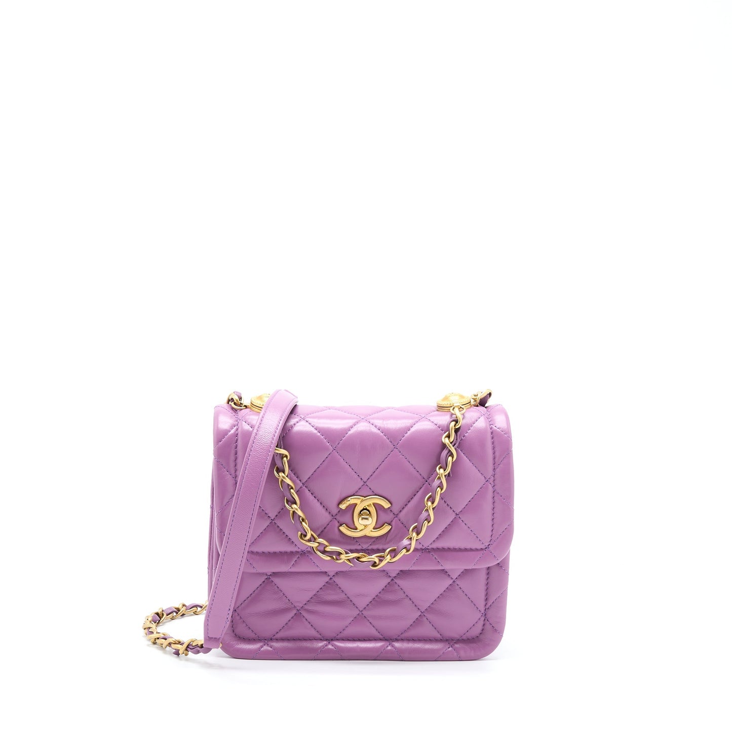 Chanel Square Flap Lambskin Light Purple Brushed Shoulder Bag