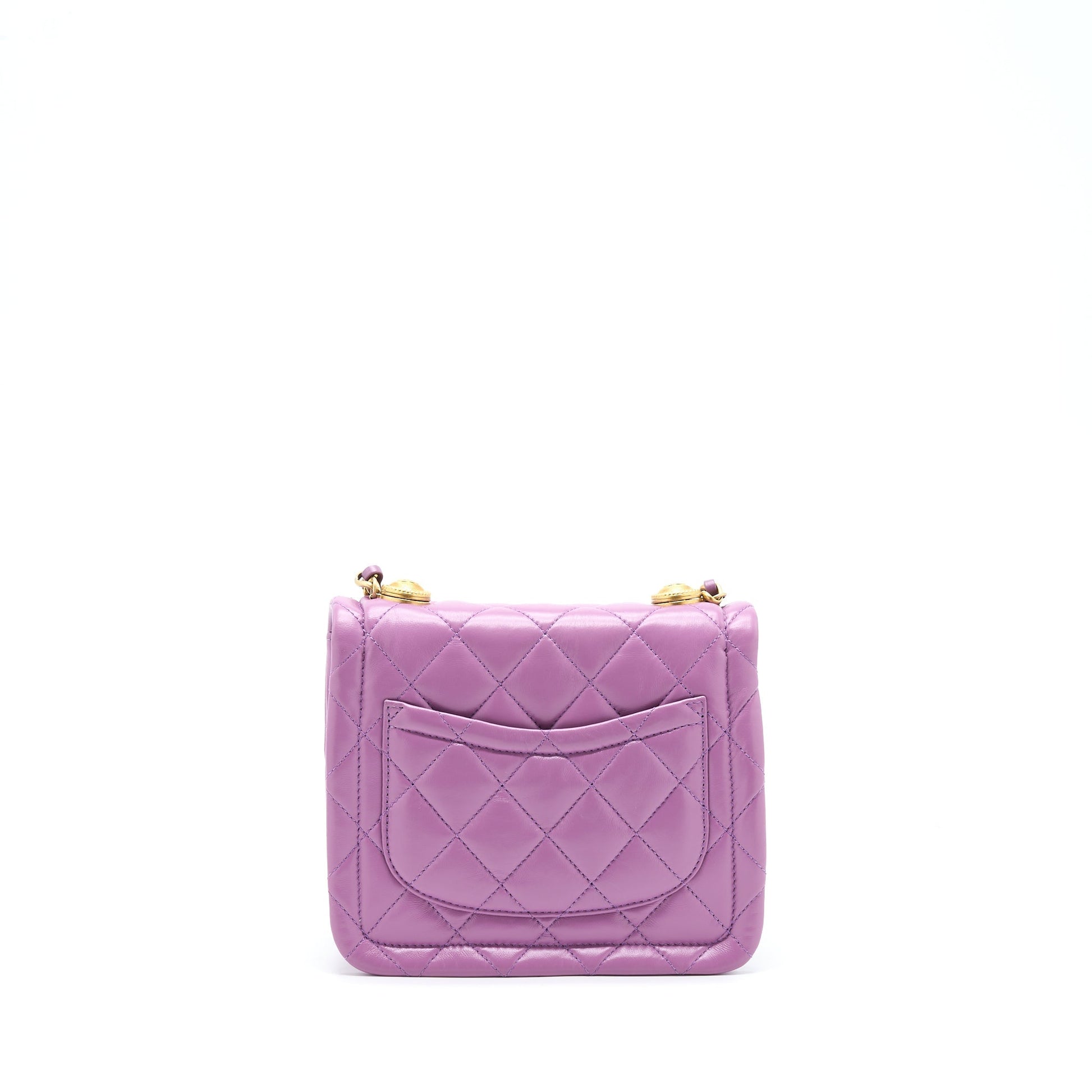 Chanel Square Flap Lambskin Light Purple Brushed Shoulder Bag