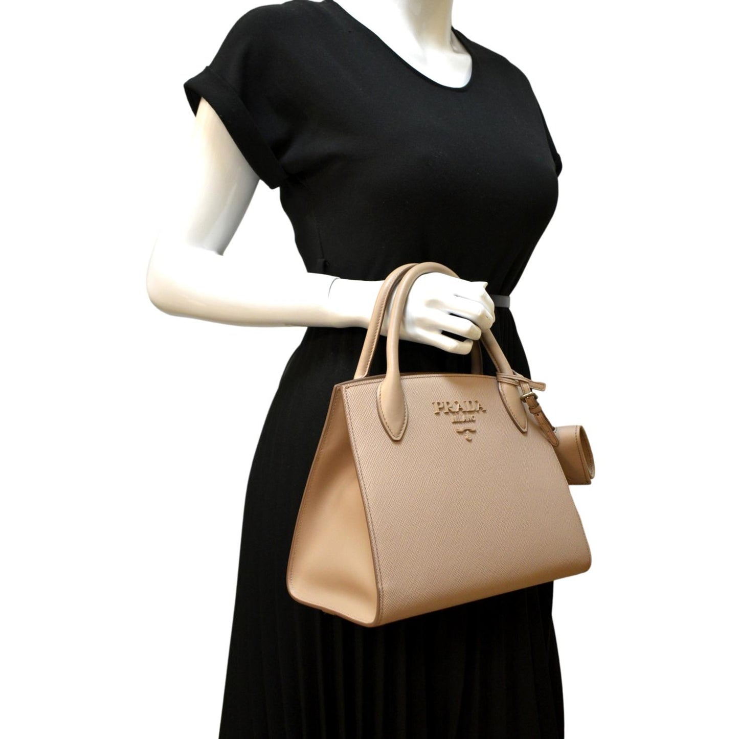 Prada Monochrome Tote Bag Dusty Leather Saffiano Pink