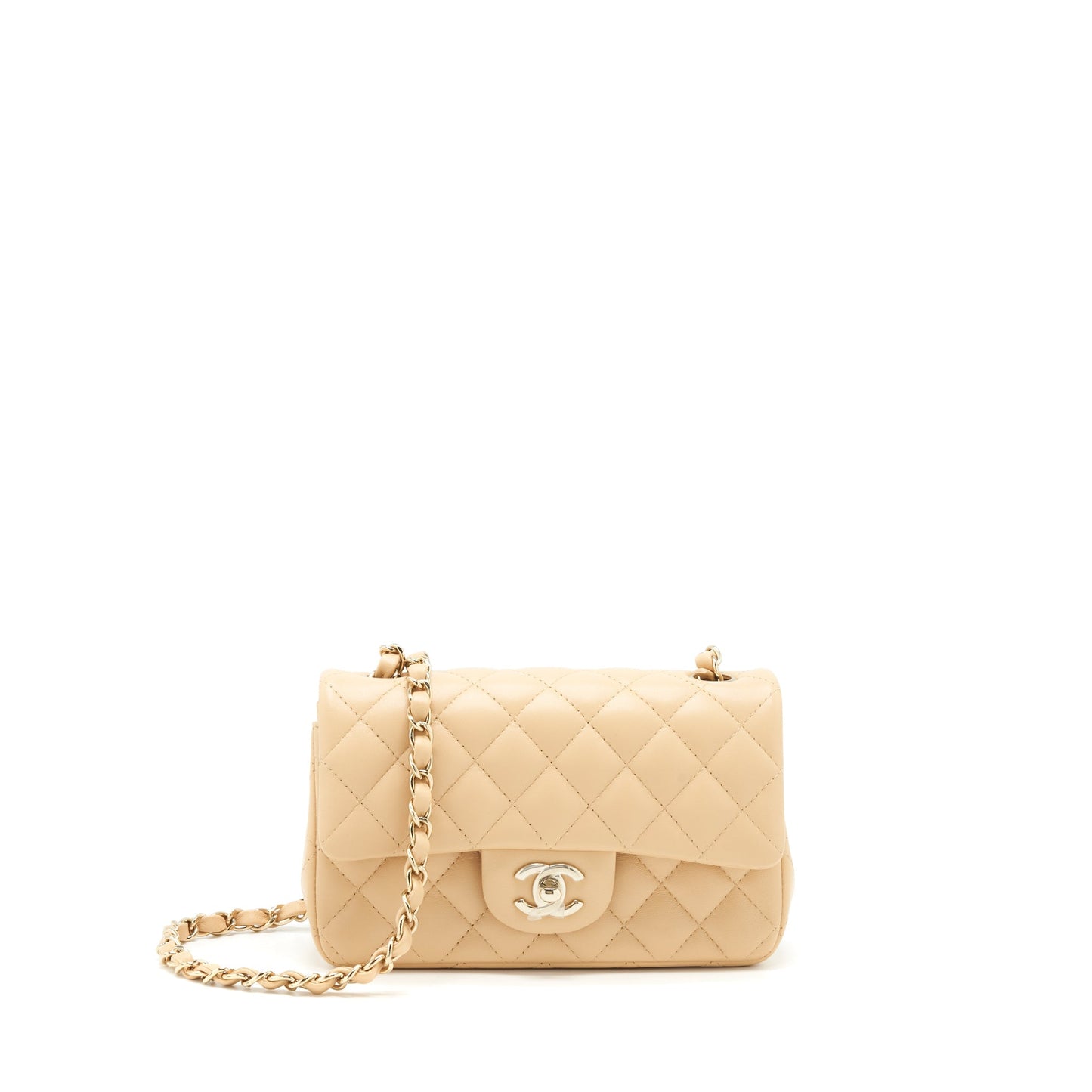 Chanel Rectangular Lambskin Light LGHW Microchip Beige Mini Bag Lghwmicrochip 1