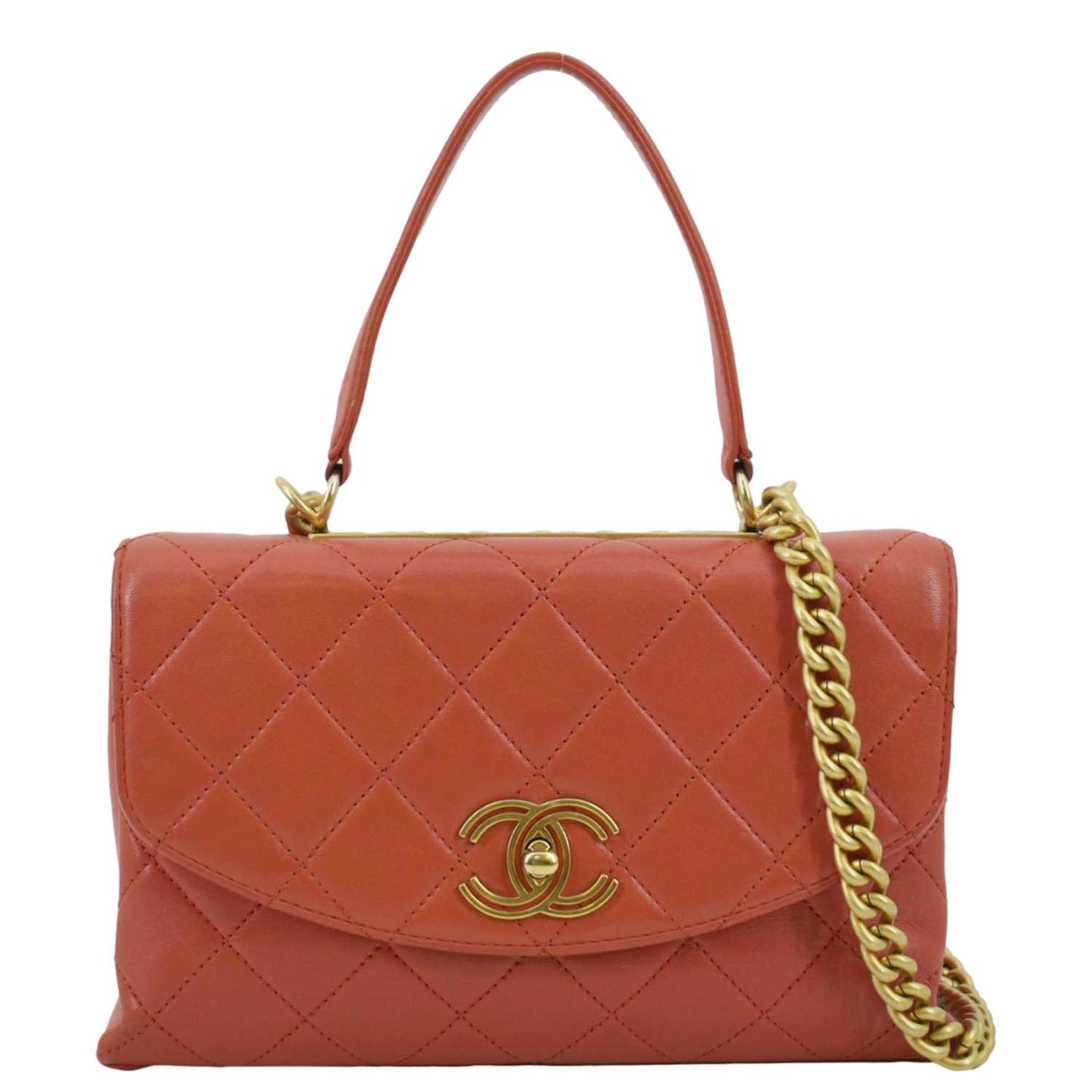 Chanel Trendy Spirit 28 Top Handle Leather Red Travel Bag