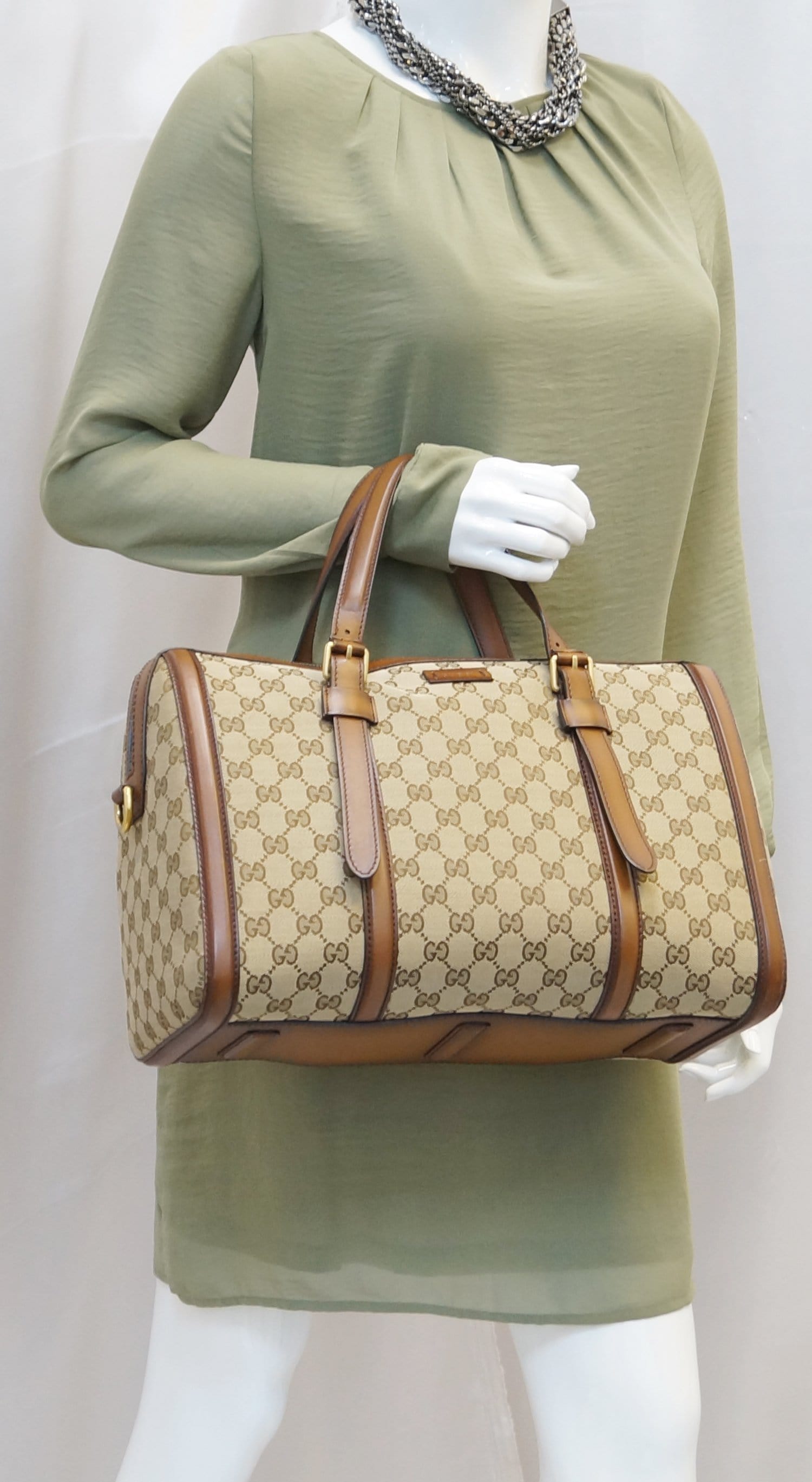 Gucci Lady Web Original Boston Bag Canvas Shoulder Bag