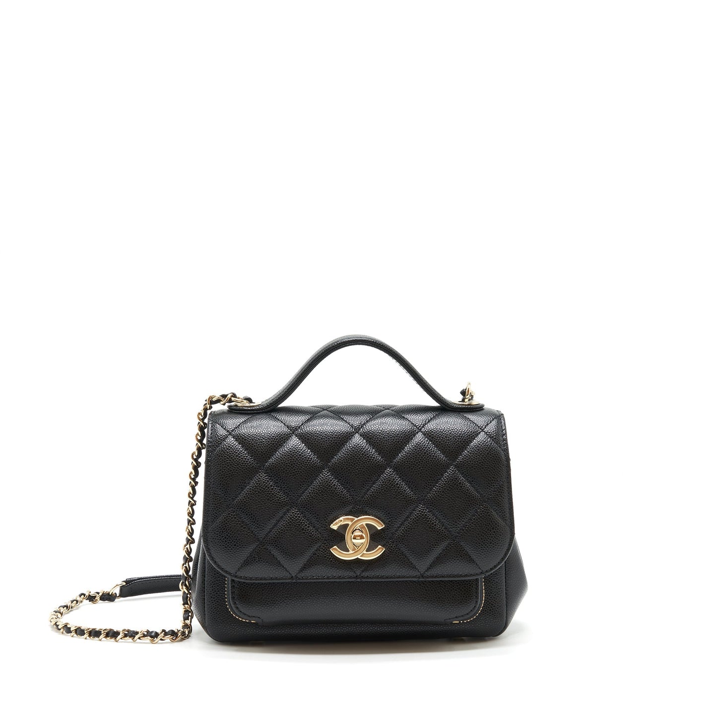 Chanel Business Affinity Caviar LGHW Microchip Black Small Handbag