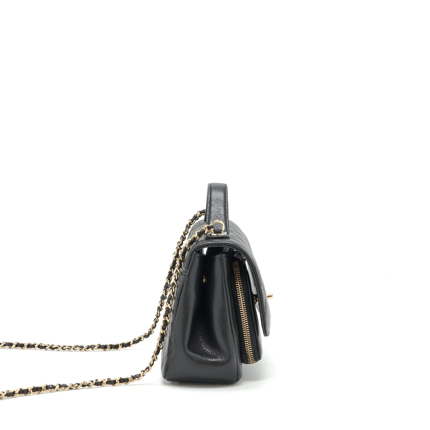 Chanel Business Affinity Caviar LGHW Microchip Black Small Handbag
