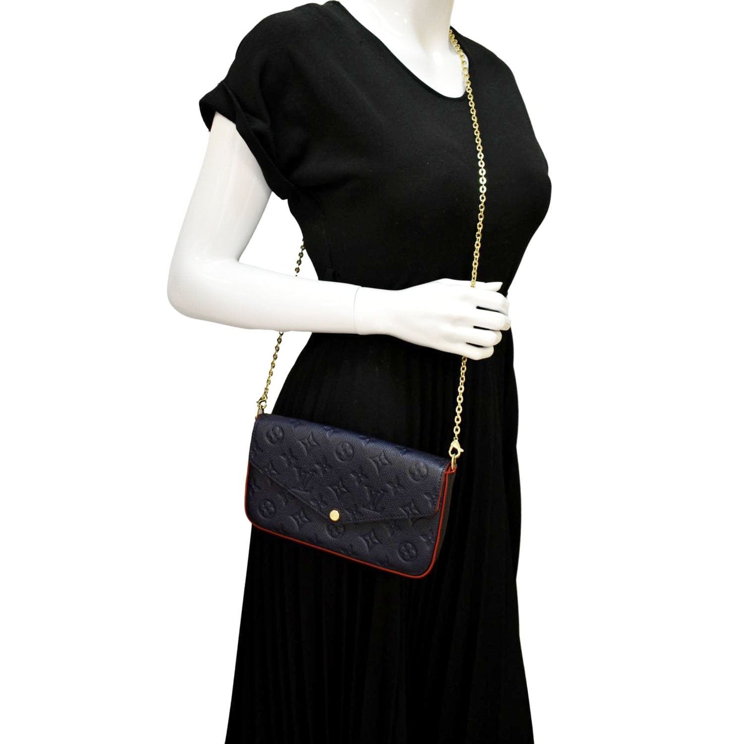 Louis Vuitton  Felicie Monogram Empreinte Pochette Crossbody Bag Blue