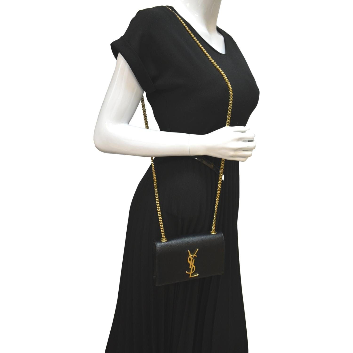 YSL Saint Laurent Yves Kate Shoulder Bag Leather Black