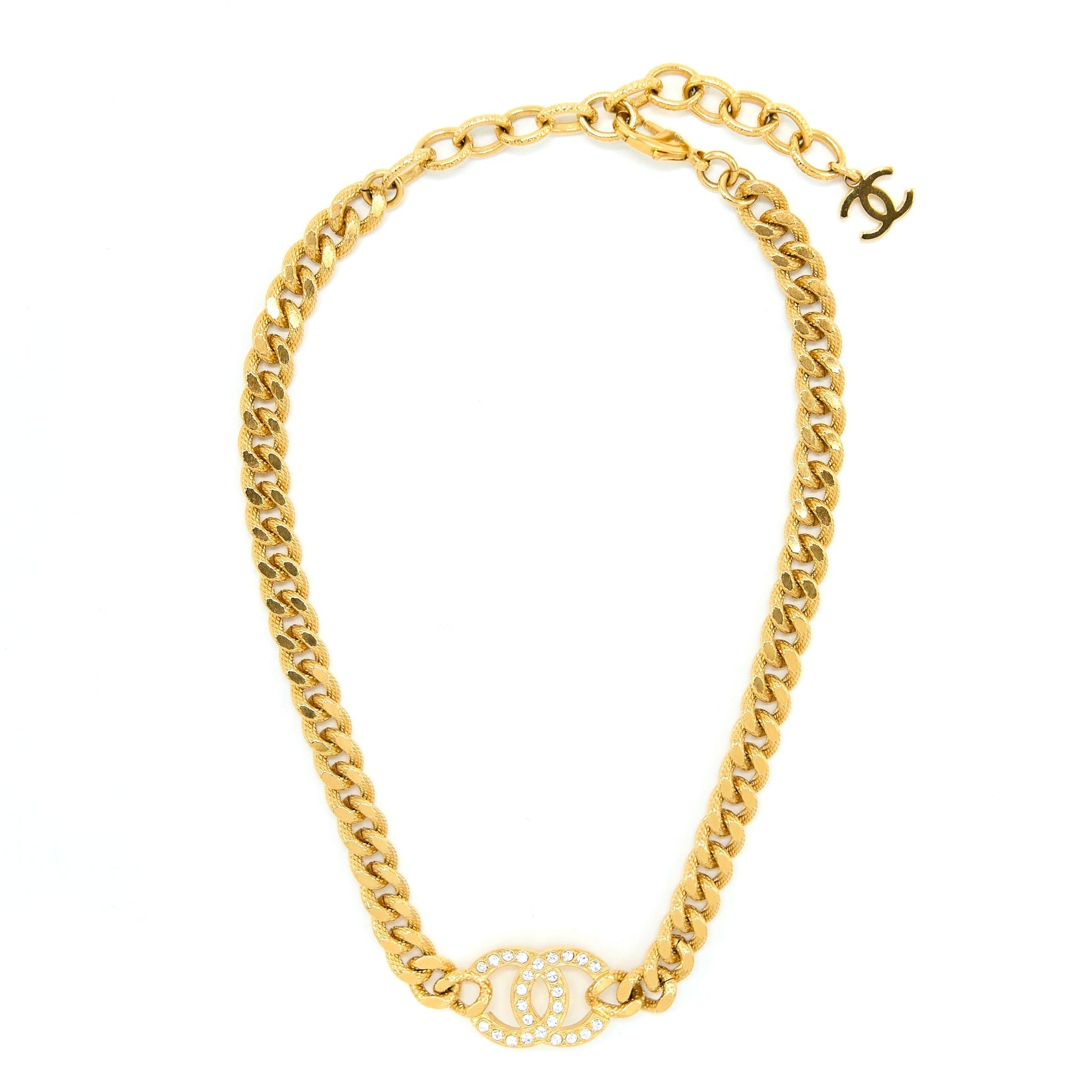 Chanel CC Logo Choker Crystals Tone Gold Handbag