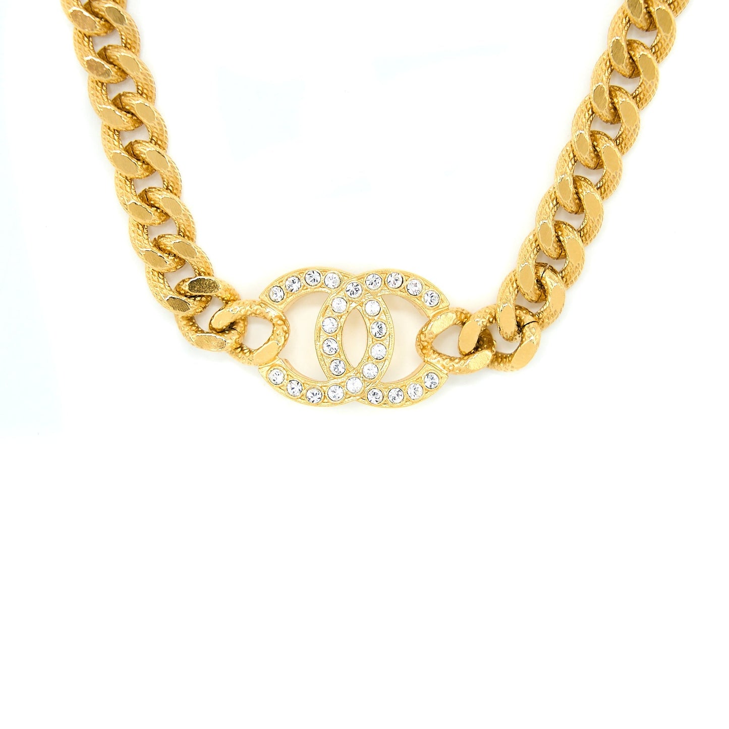 Chanel CC Logo Choker Crystals Tone Gold Handbag