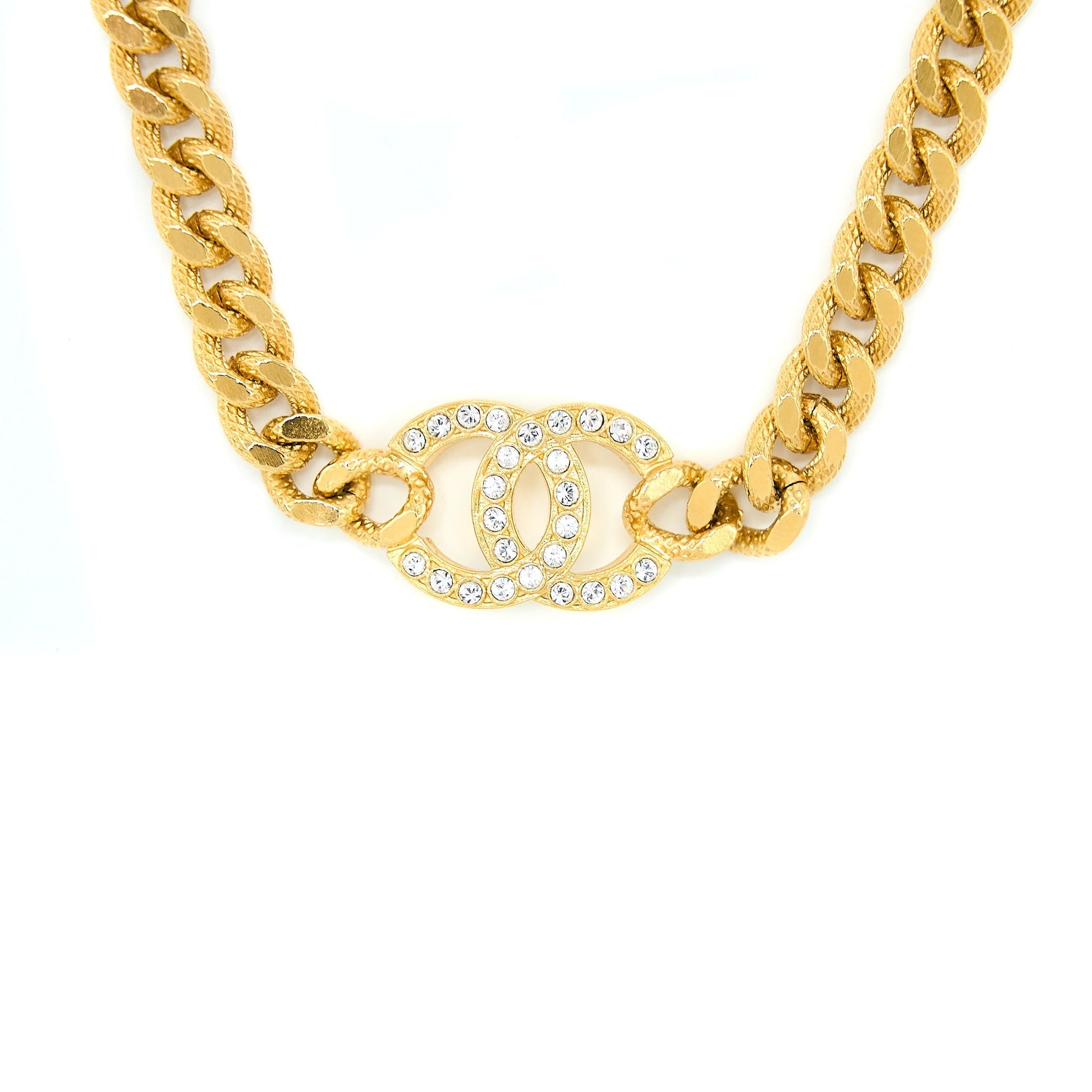 Chanel CC Logo Choker Crystals Tone Gold Handbag