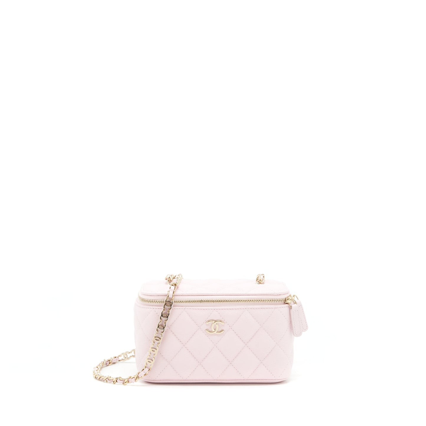 Chanel 22P Long Vanity Logo Caviar Light Pink Handbag