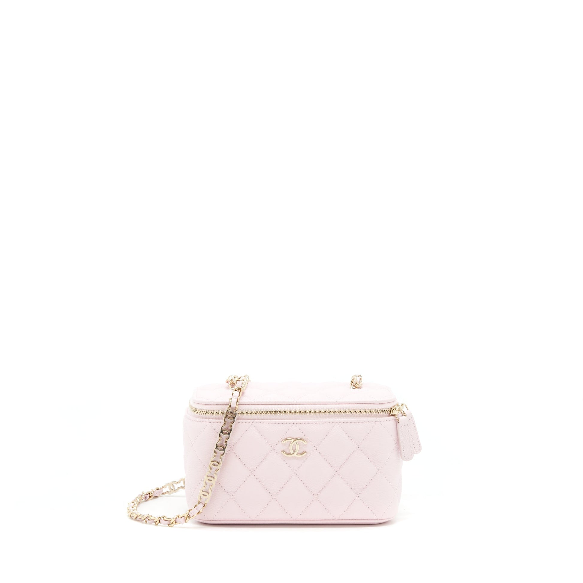 Chanel 22P Long Vanity Logo Caviar Light Pink Handbag