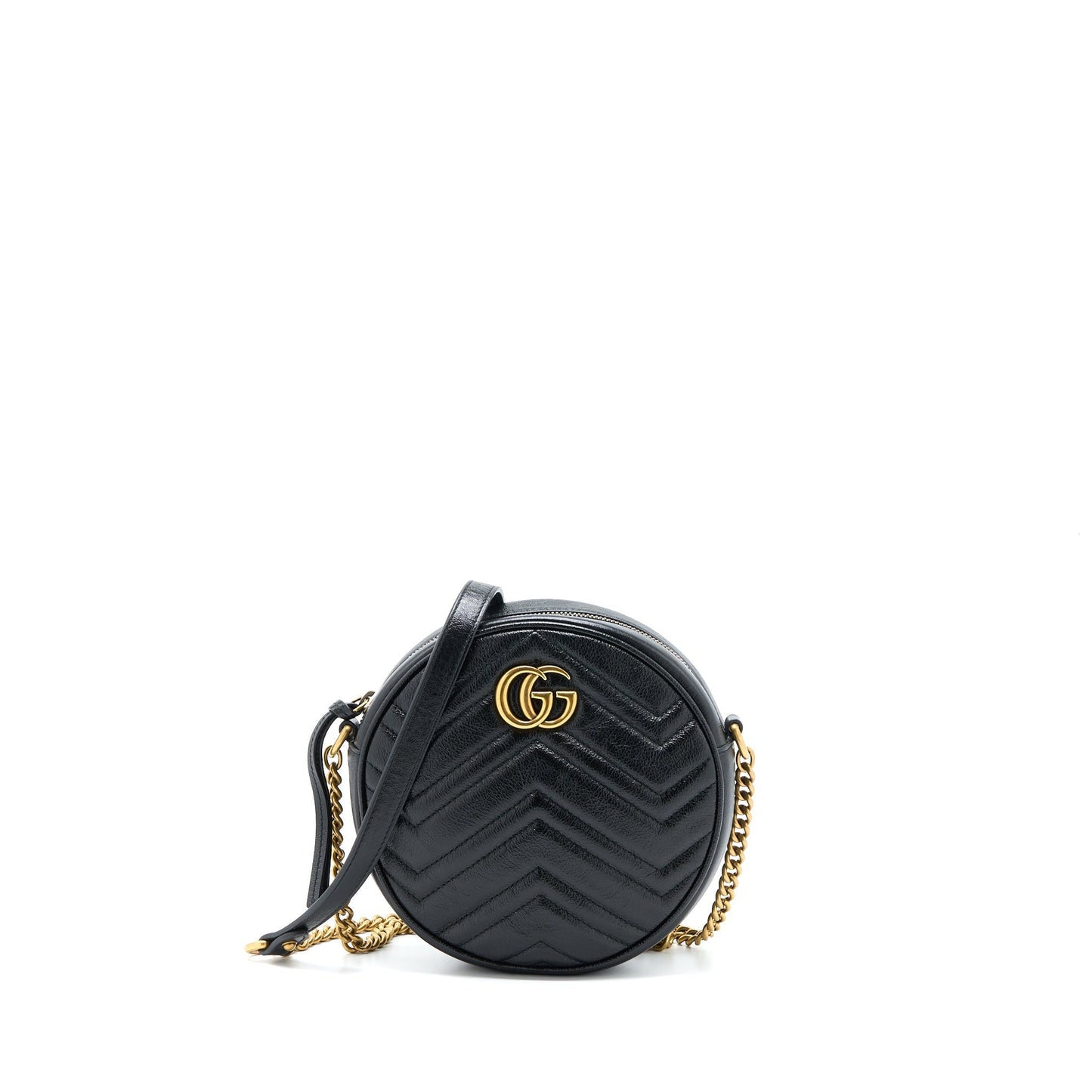 Gucci Mormont Round Shoulder Bag Calfskin Black