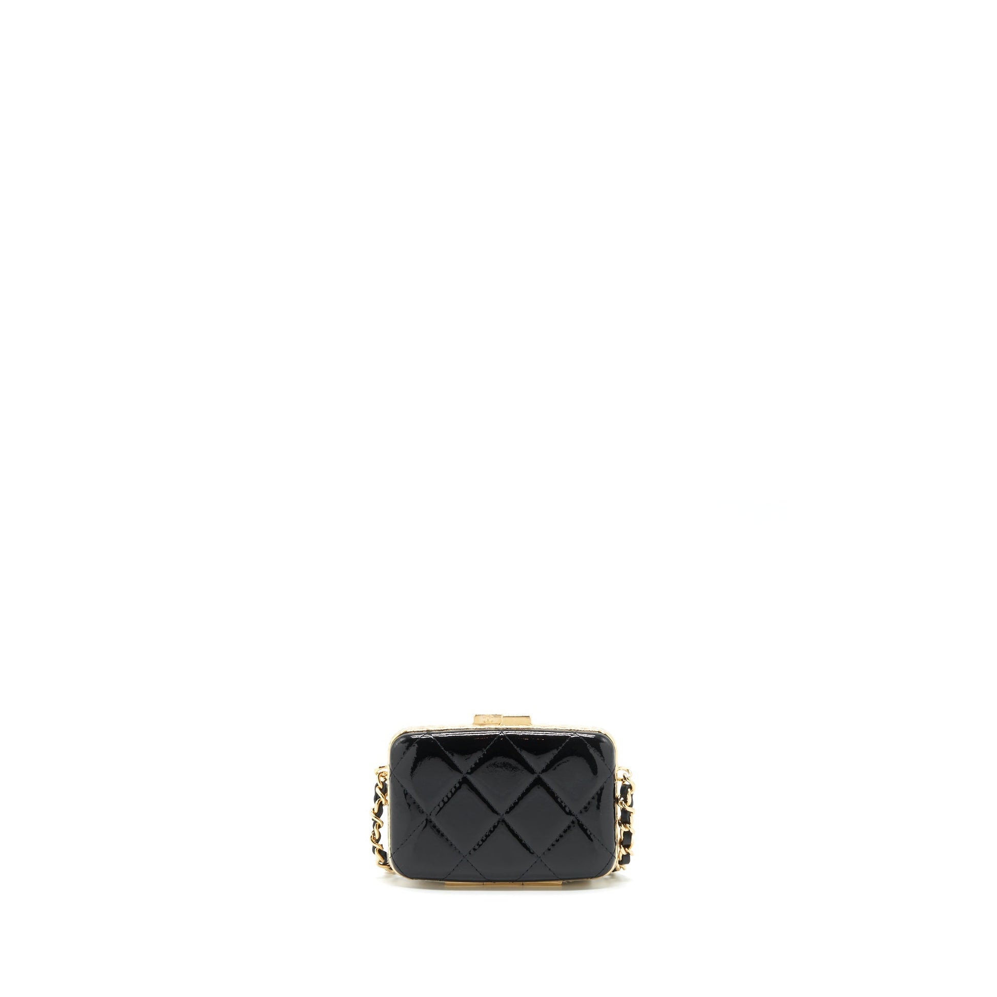 Chanel 21A Clip Box Patent LGHW Black Mini Bag