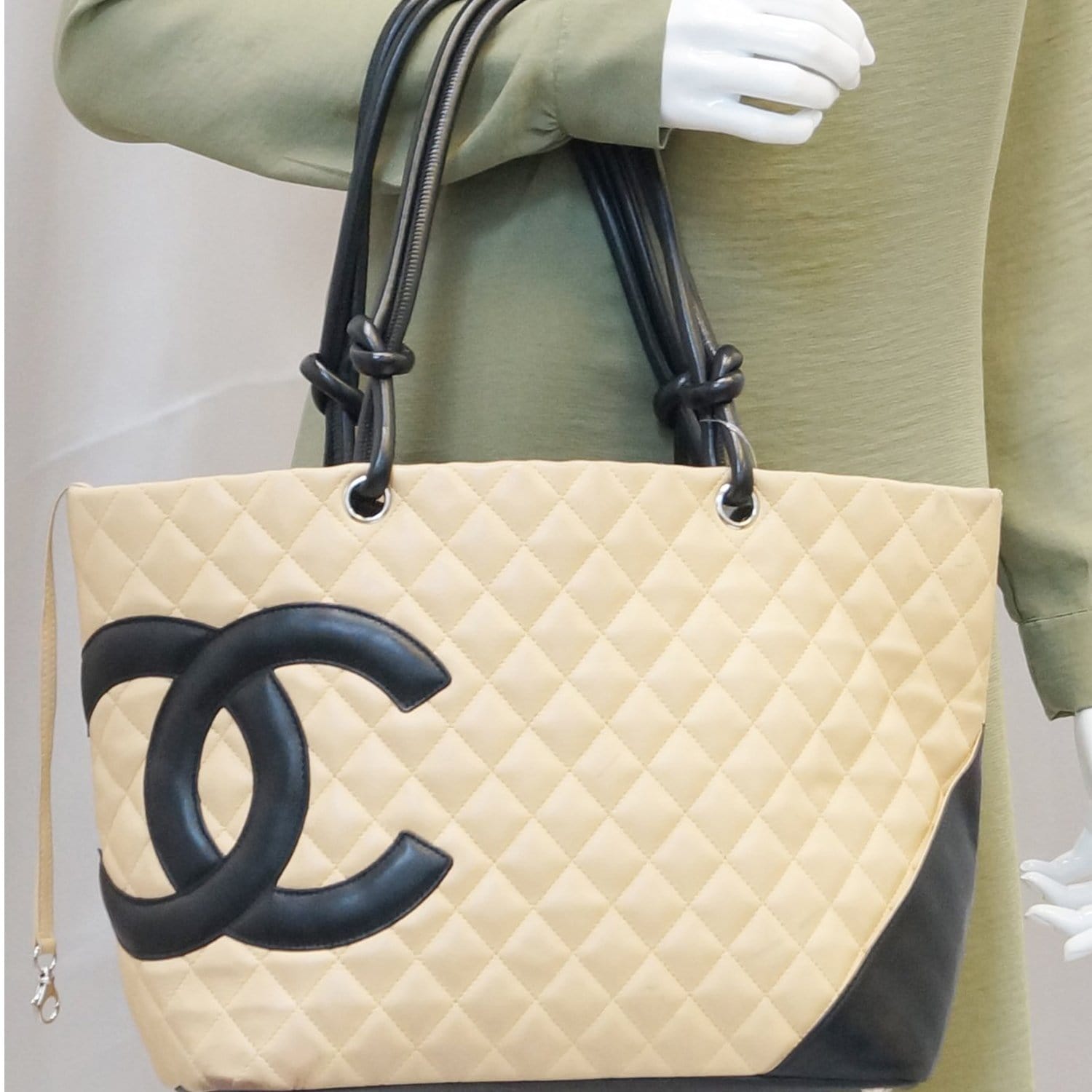 Chanel Ligne Cambon Black Beige Travel Bag