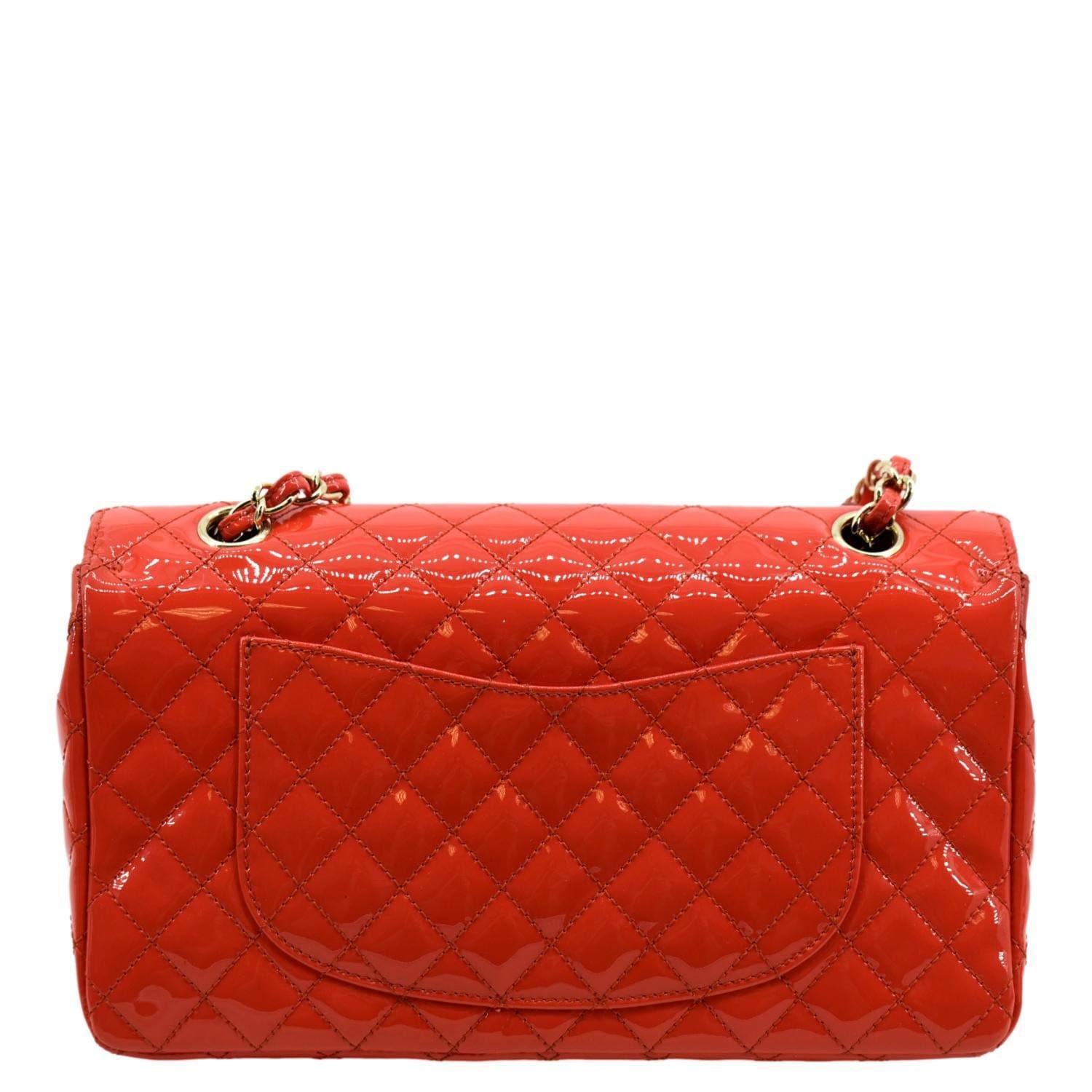 Chanel Valentines Classic Flap Quilted Patent Leather Red Travel Bag