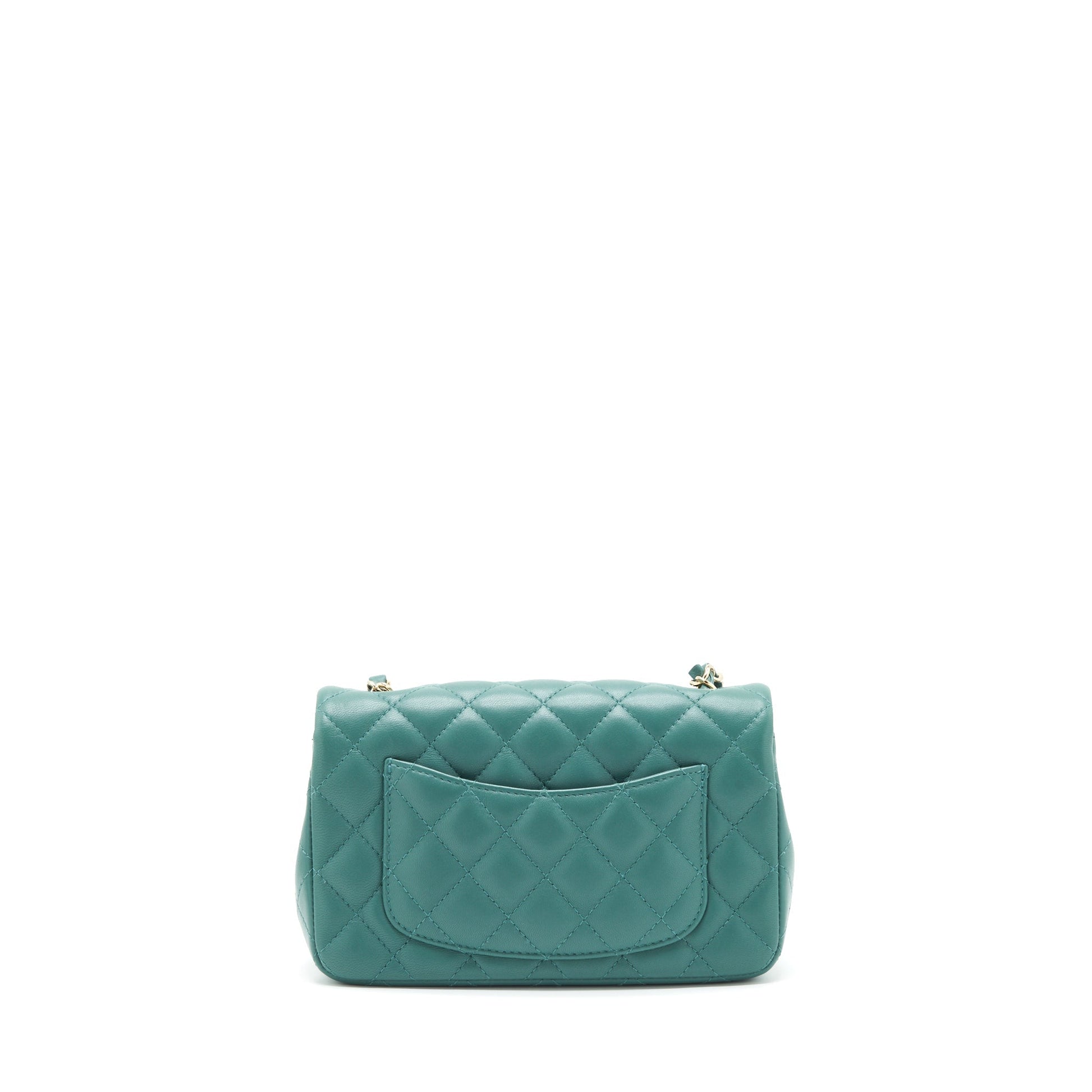 Chanel 21A Rectangular Flap Lambskin Light LGHW Green Shoulder Bag