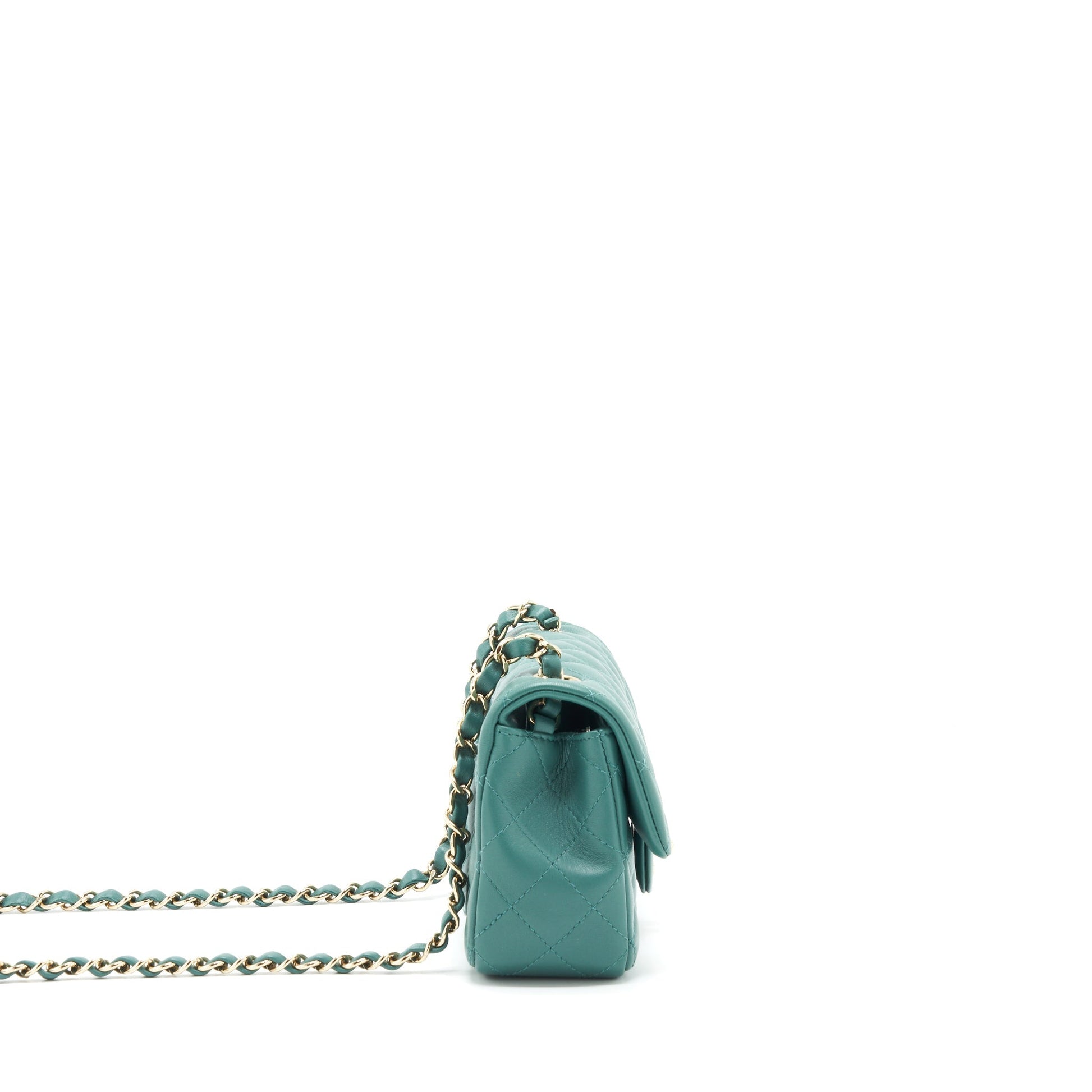 Chanel 21A Rectangular Flap Lambskin Light LGHW Green Shoulder Bag