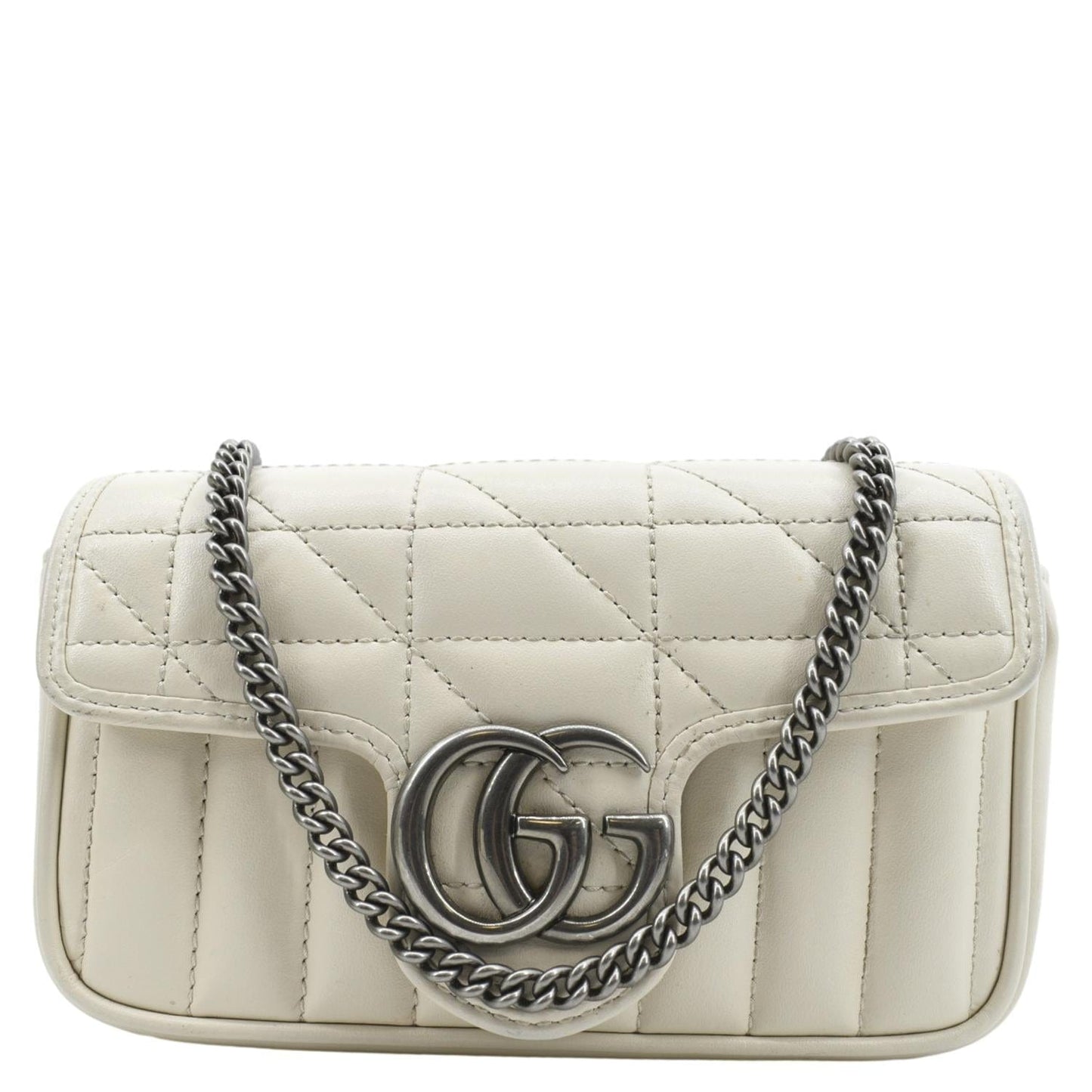 Gucci Marmont Super Mini Shoulder Bag Leather Matelasse Mini White