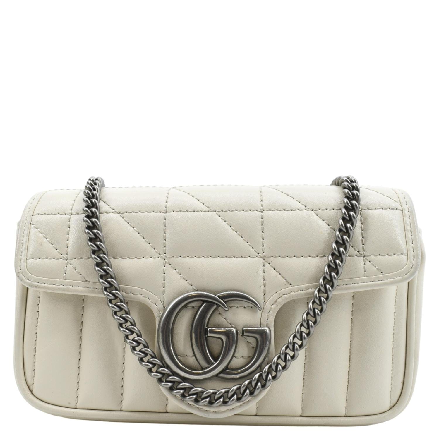 Gucci Marmont Super Mini Shoulder Bag Leather Matelasse Mini White